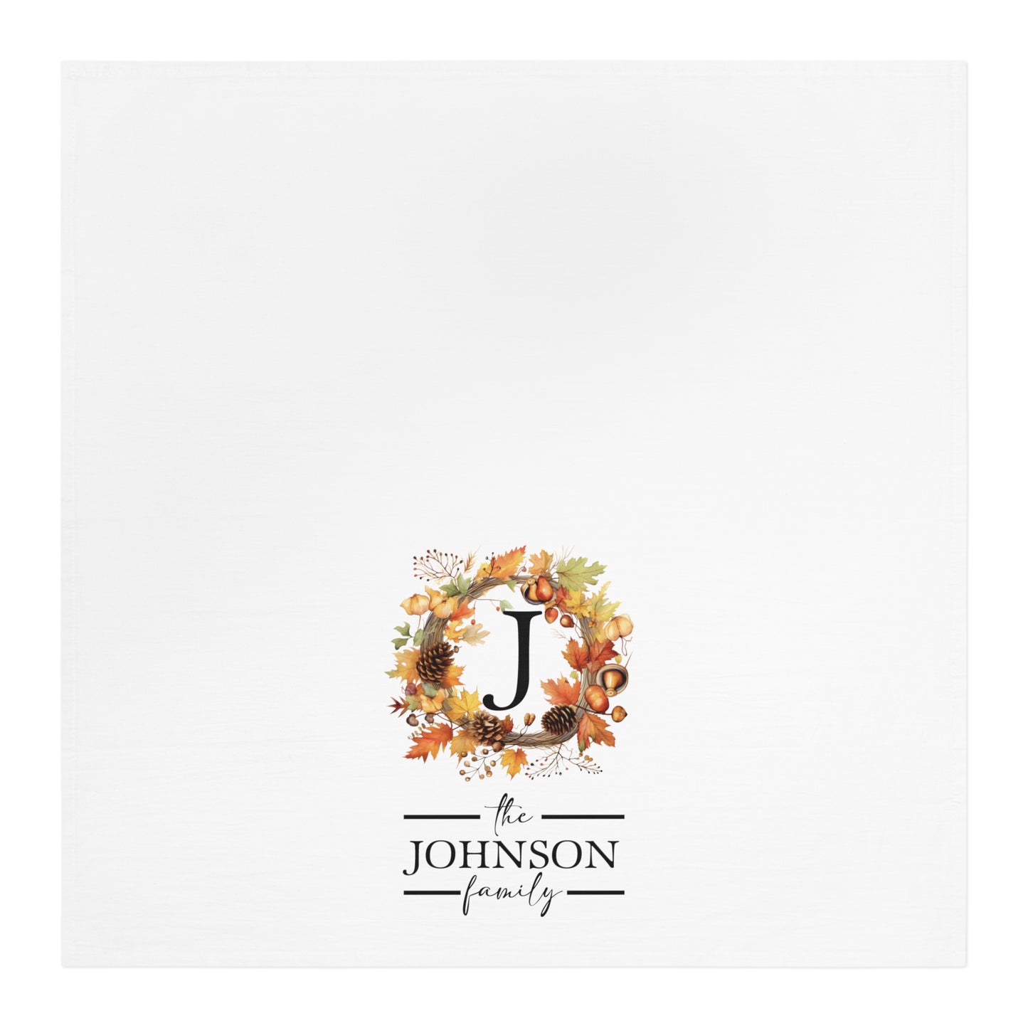 Fall Wreath Monogram Tea Towel - Amazing Faith Designs