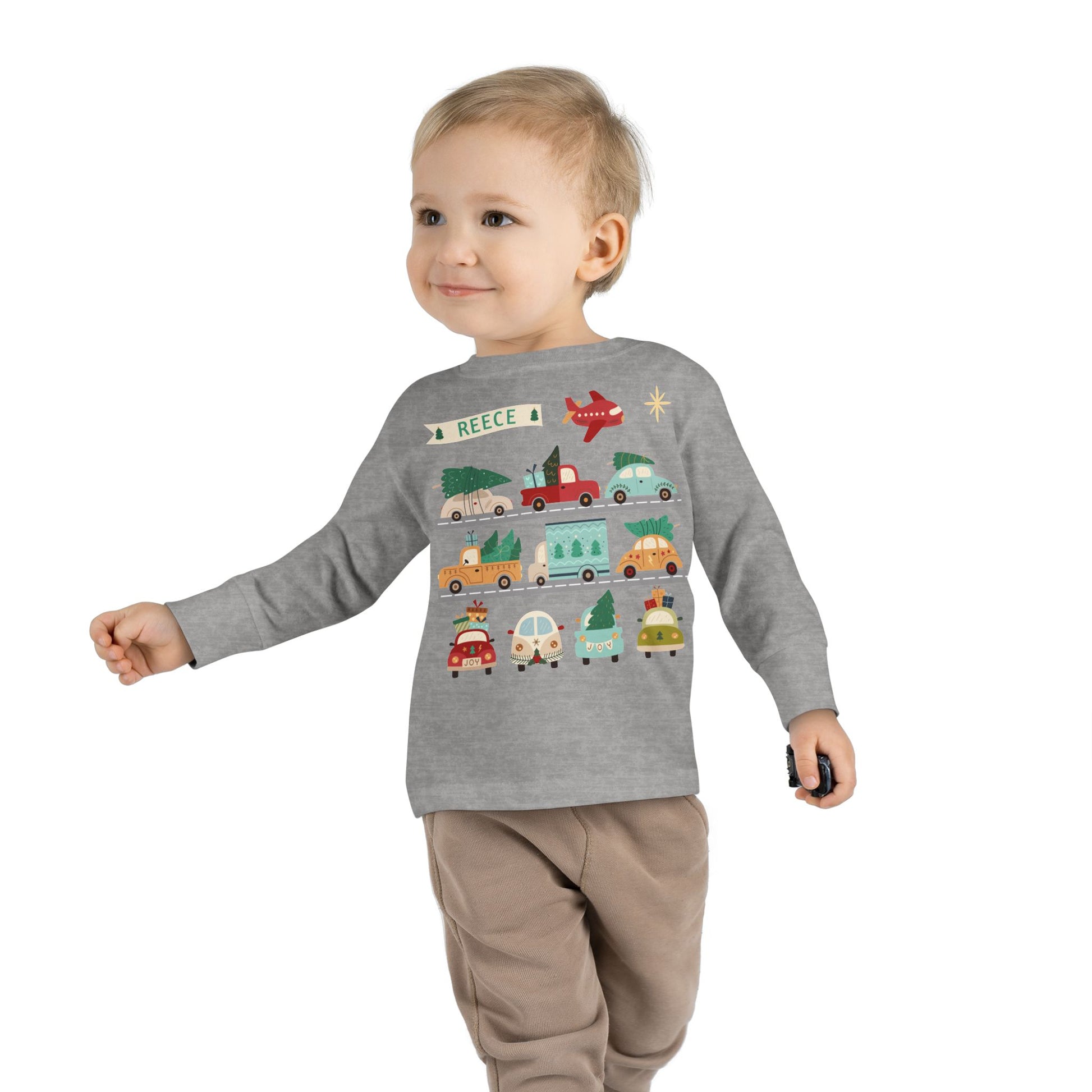 REECE Christmas Cars Toddler Long Sleeve Shirt - Amazing Faith Designs