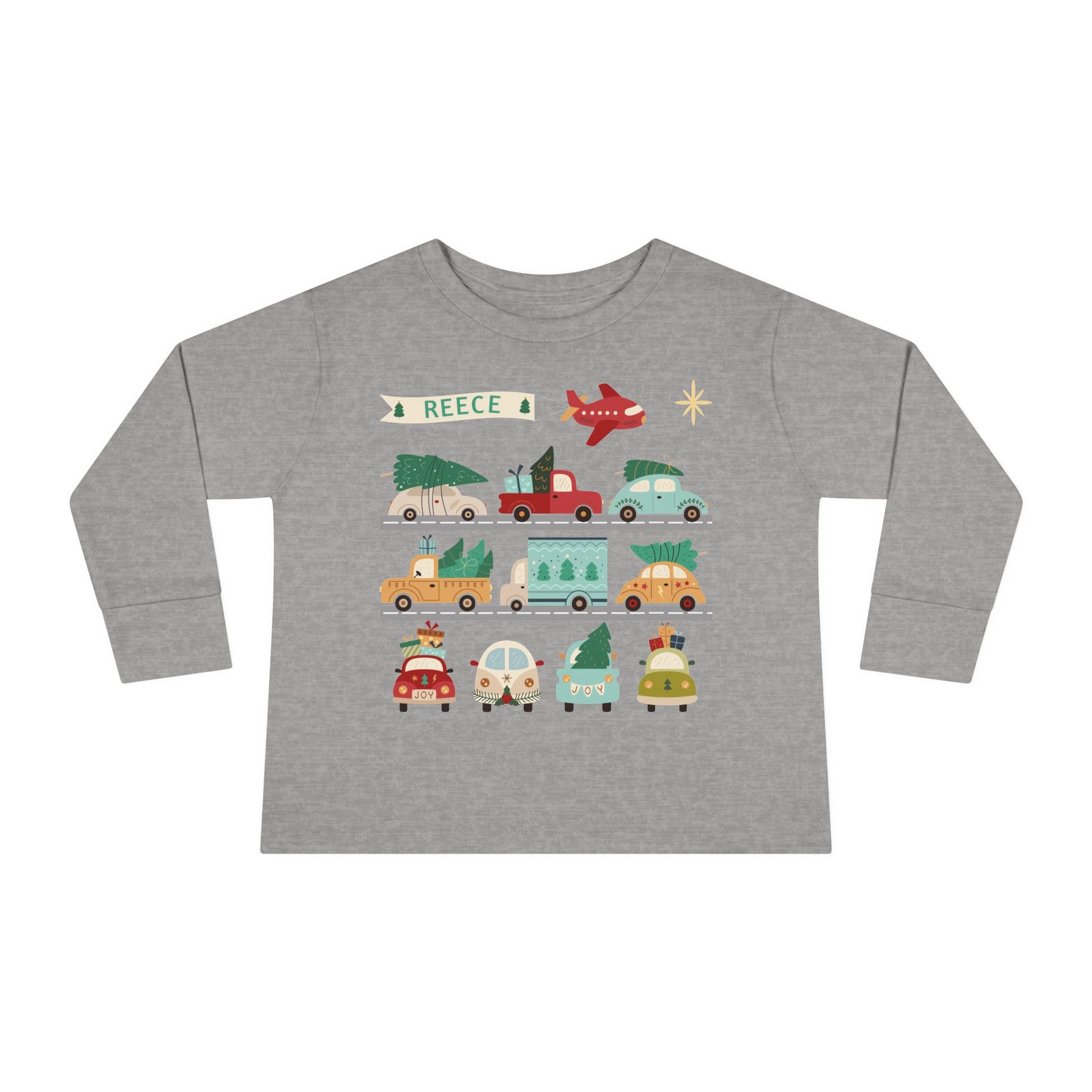 REECE Christmas Cars Toddler Long Sleeve Shirt - Amazing Faith Designs