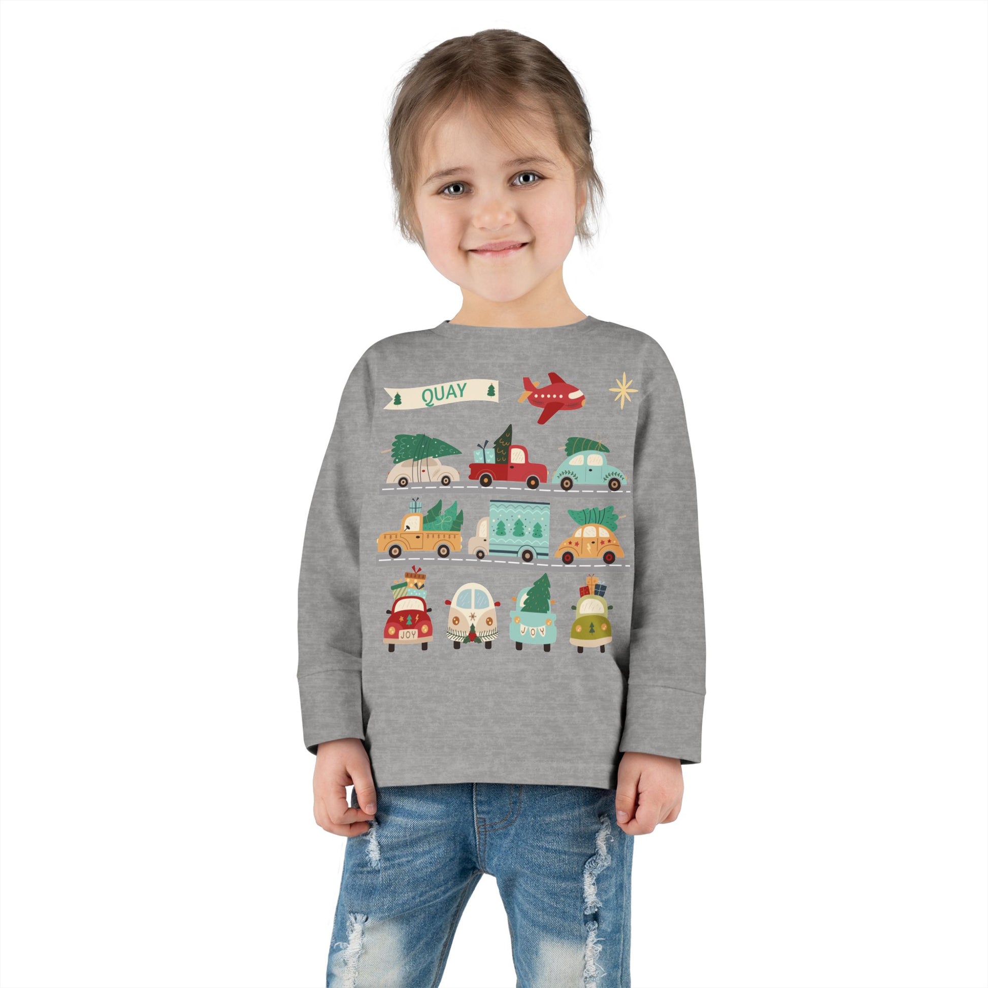 QUAY Christmas Cars Toddler Long Sleeve Shirt - Amazing Faith Designs