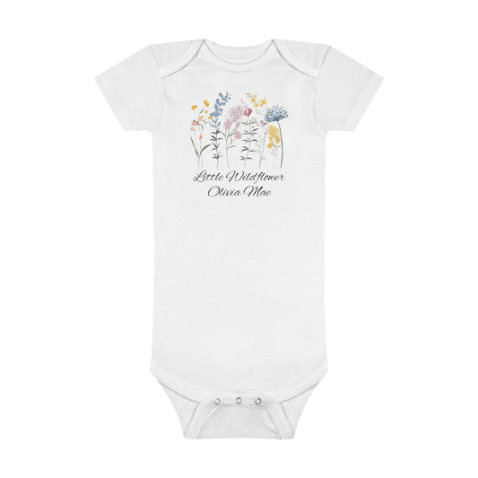 Little Wildflower Personalized Baby Short Sleeve Onesie® - Amazing Faith Designs