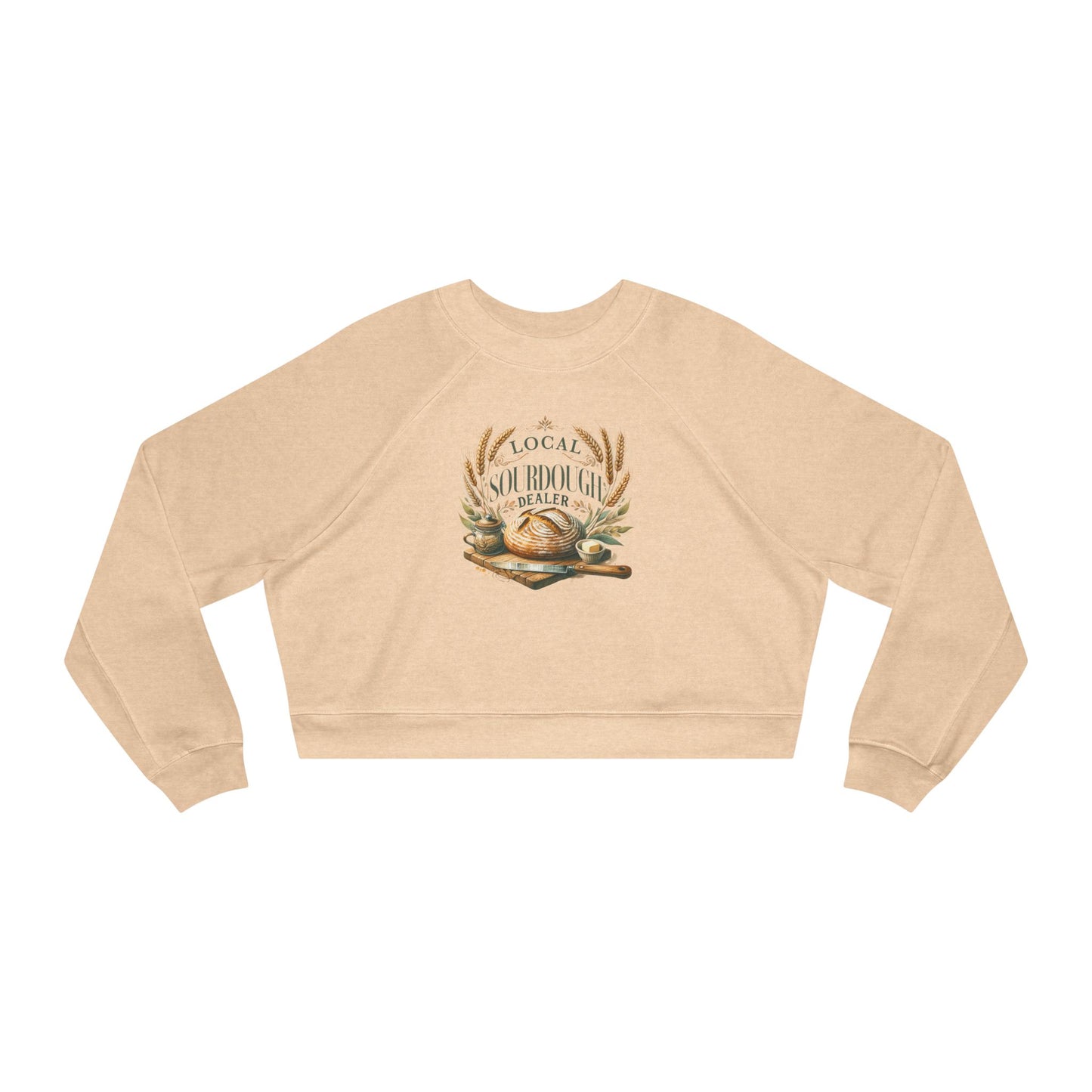 Cropped Fleece Pullover — "Local Seafood, Slow Roasted Goodness" Graphic - Amazing Faith Designs