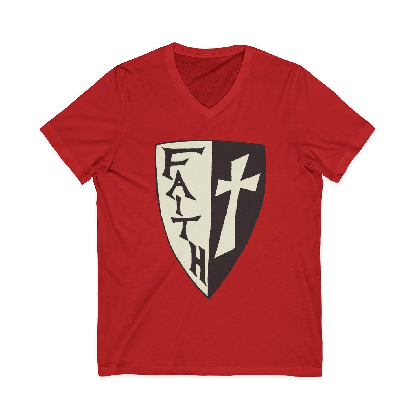 Faith Shield V-Neck Christian Shirt - Amazing Faith Designs