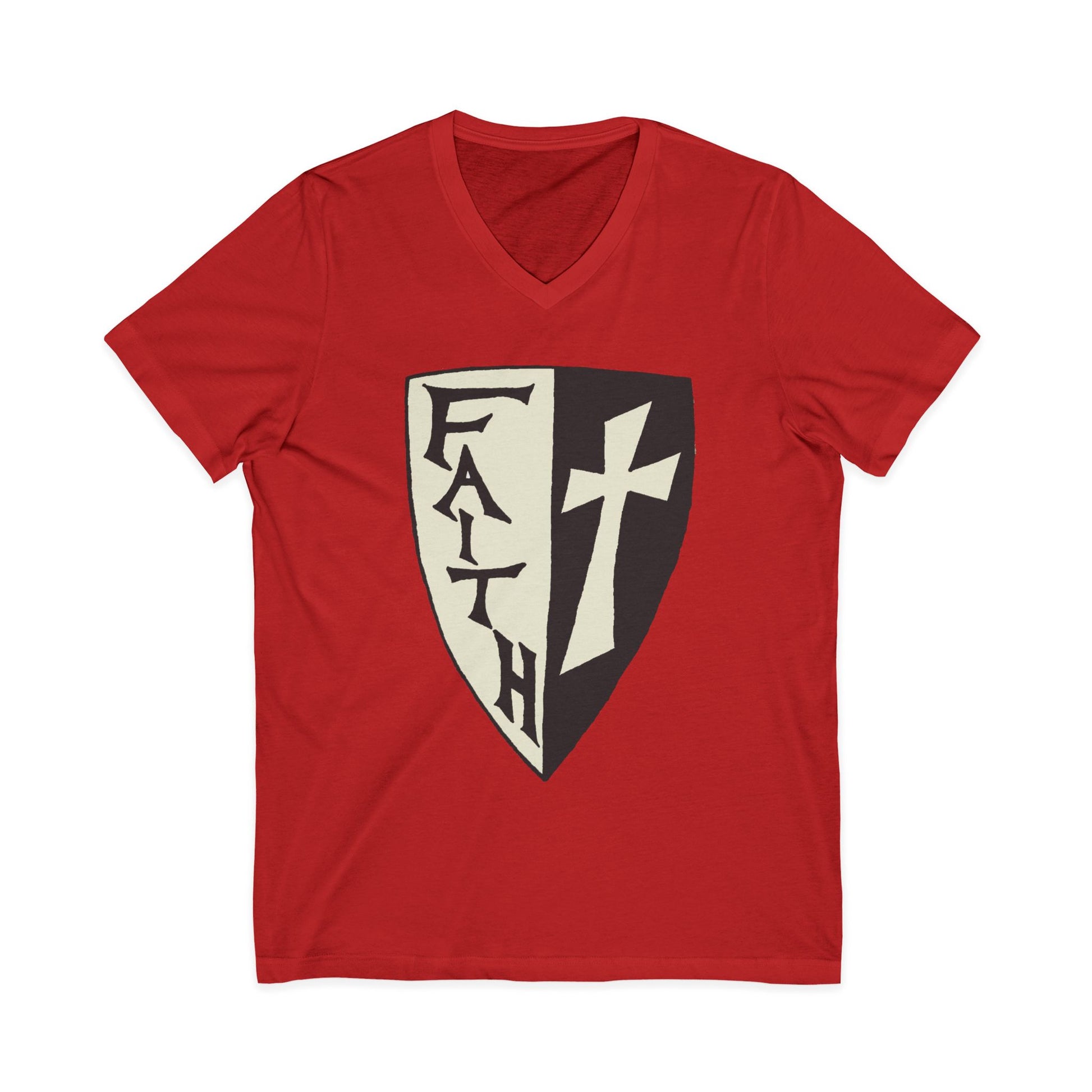 Faith Shield V-Neck Christian Shirt - Amazing Faith Designs