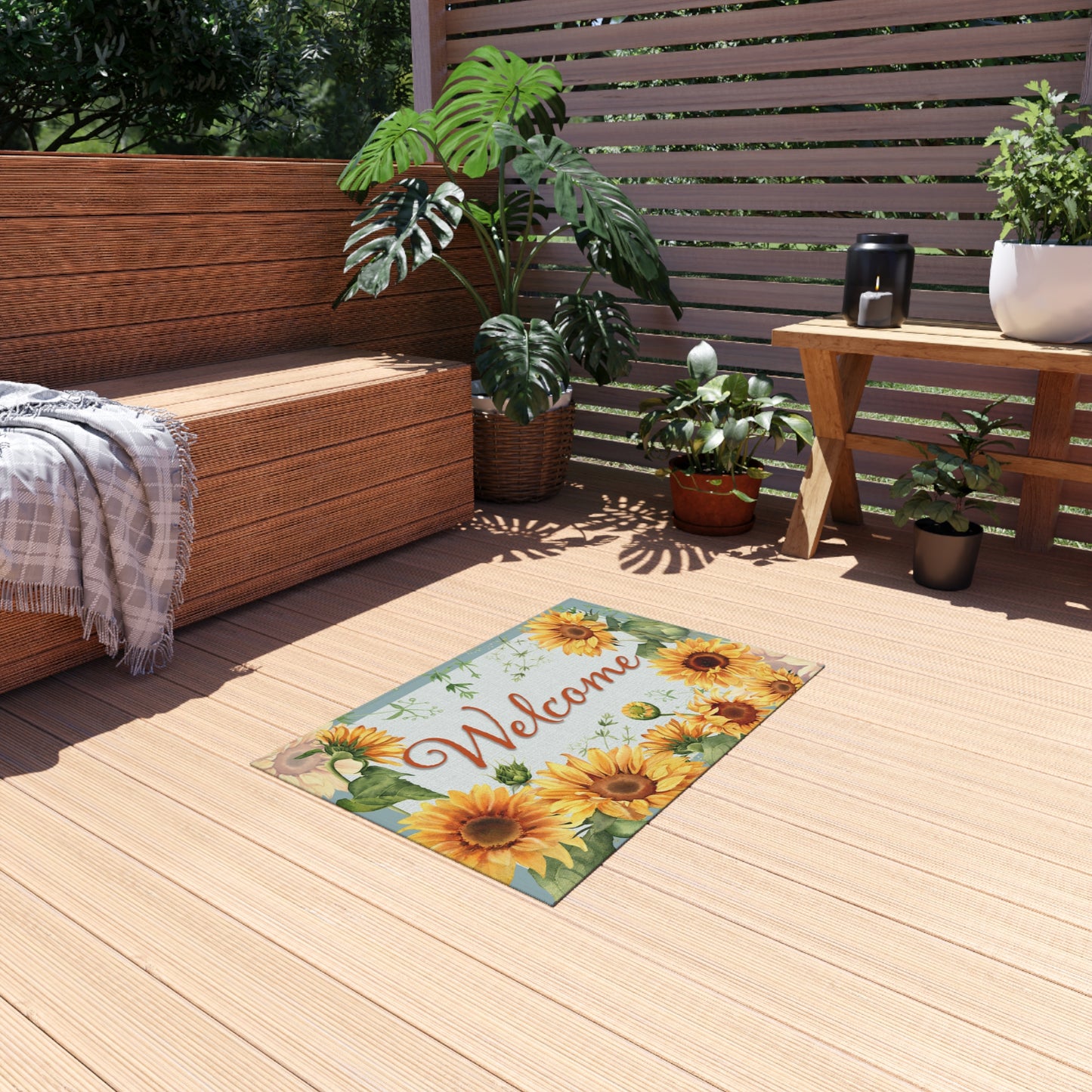 Sunflower Welcome Outdoor Rug - Amazing Faith Designs