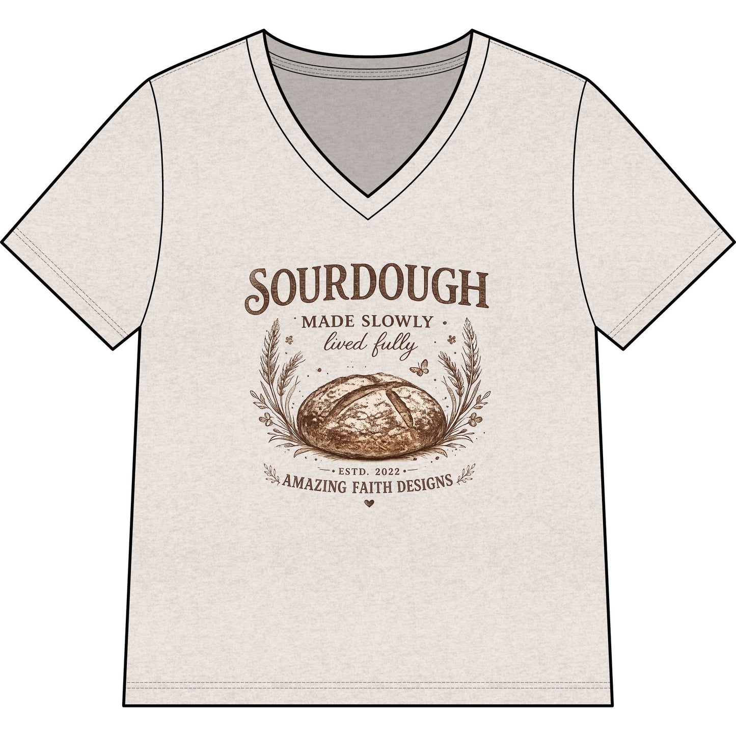 Personalized Sourdough Made Slowly Women’s V-Neck Tee - Amazing Faith Designs