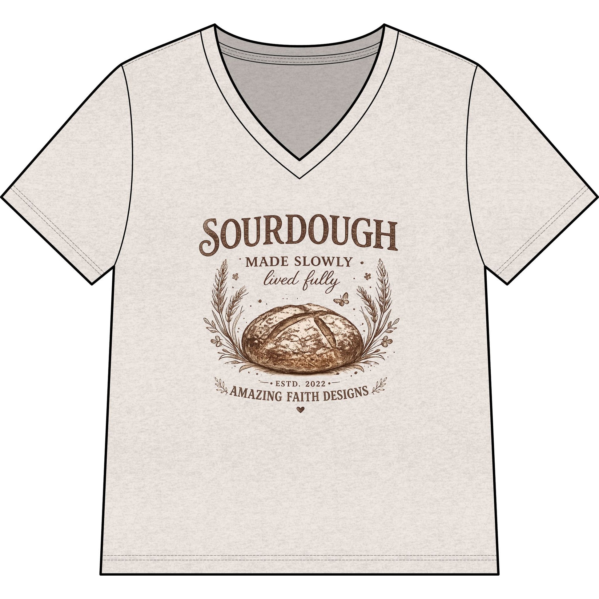 Personalized Sourdough Made Slowly Women’s V-Neck Tee - Amazing Faith Designs