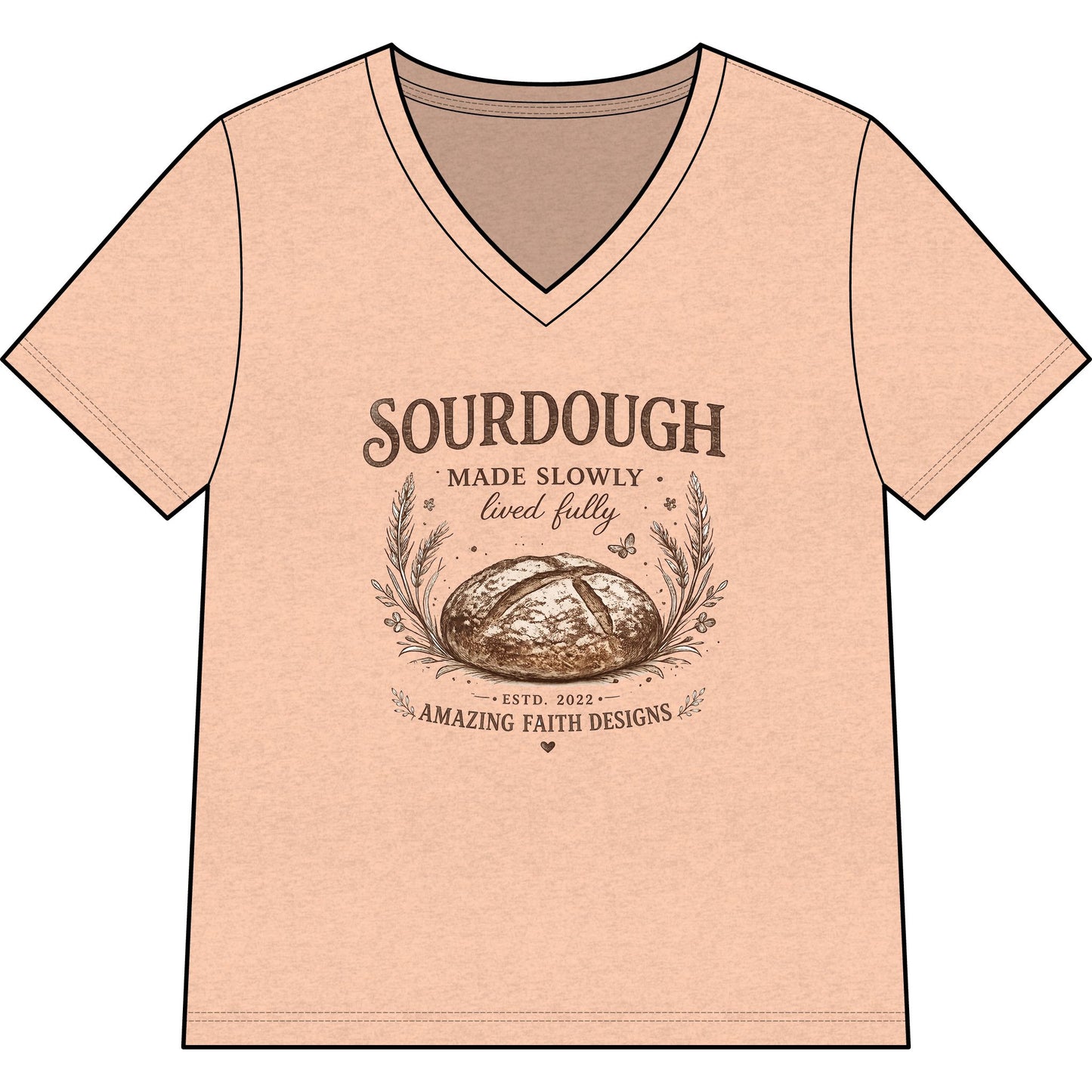 Personalized Sourdough Made Slowly Women’s V-Neck Tee - Amazing Faith Designs