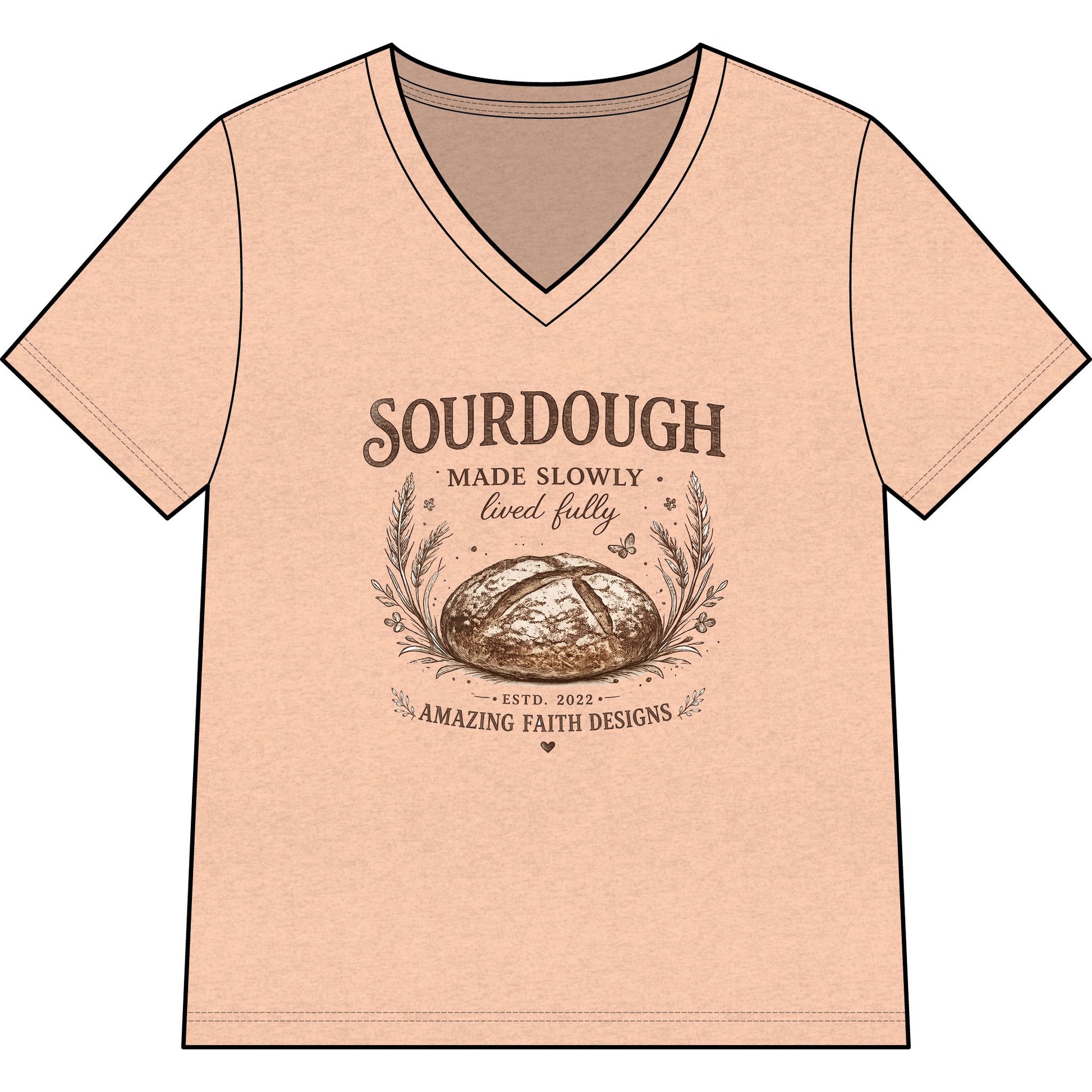 Personalized Sourdough Made Slowly Women’s V-Neck Tee - Amazing Faith Designs