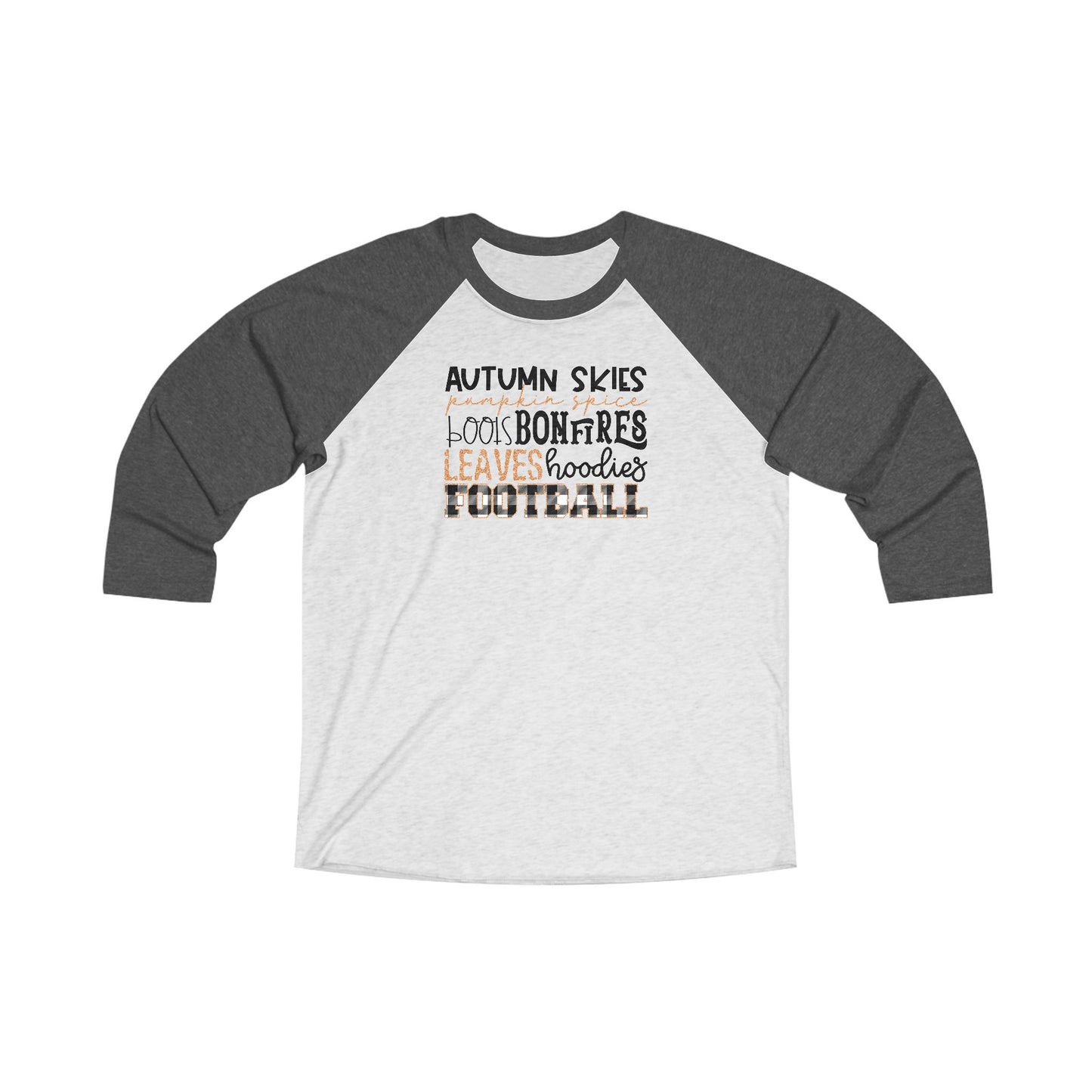 Pumpkins Falling Leaves 3/4 Sleeve Triblend Fall Shirt - Amazing Faith Designs