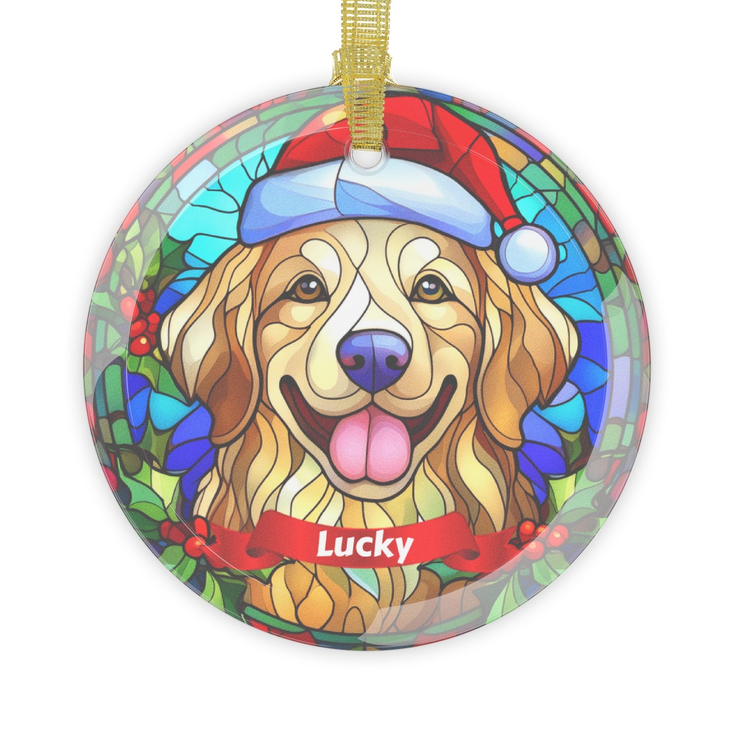 Personalized Dog Beveled Glass Christmas Ornament - Amazing Faith Designs