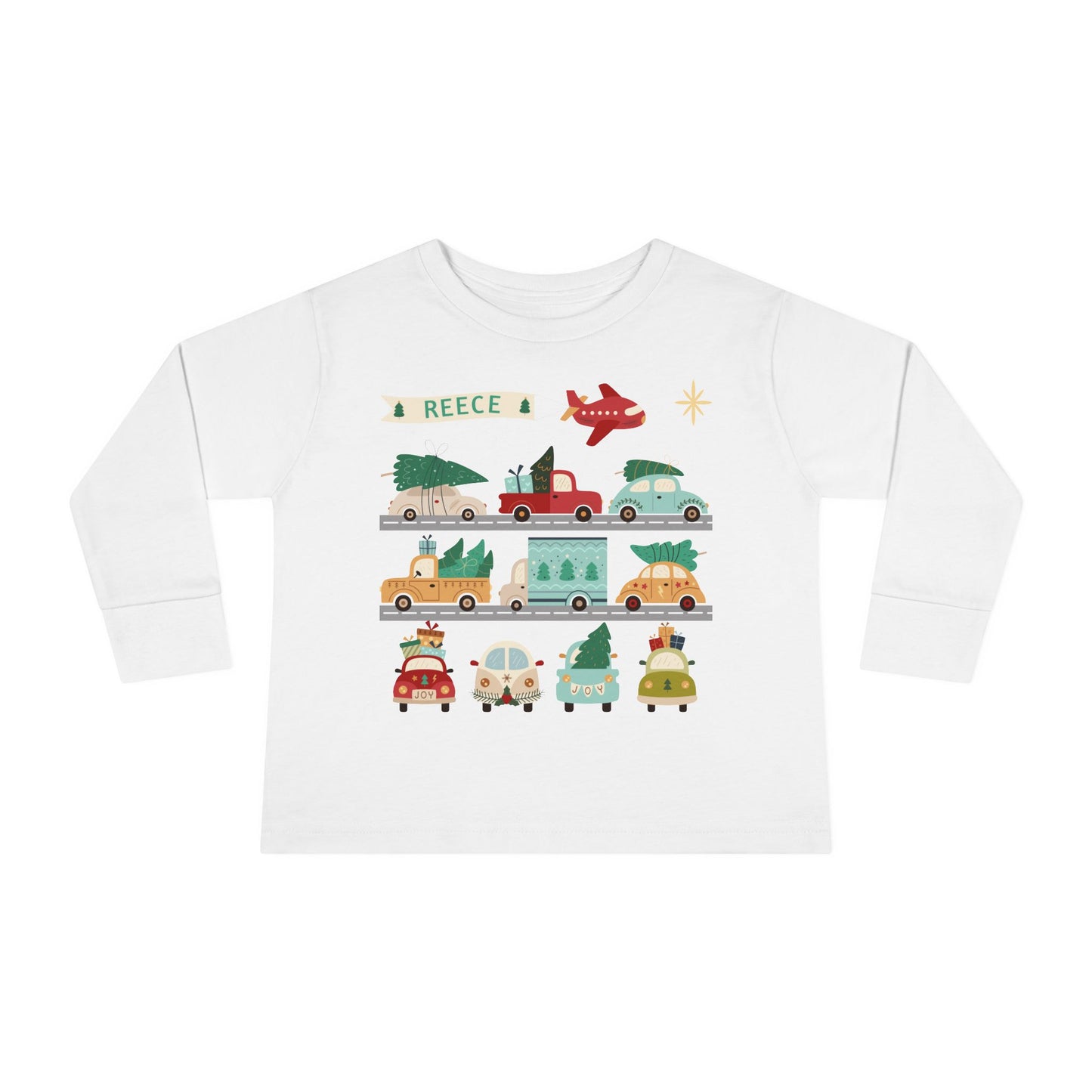 REECE Christmas Cars Toddler Long Sleeve Shirt - Amazing Faith Designs