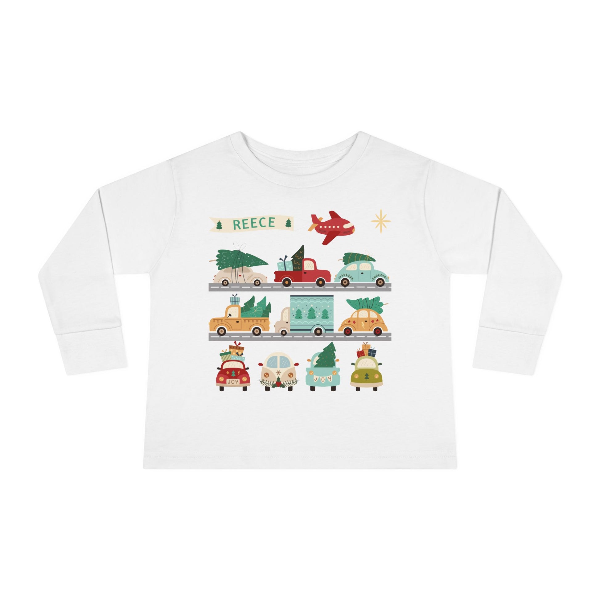 REECE Christmas Cars Toddler Long Sleeve Shirt - Amazing Faith Designs