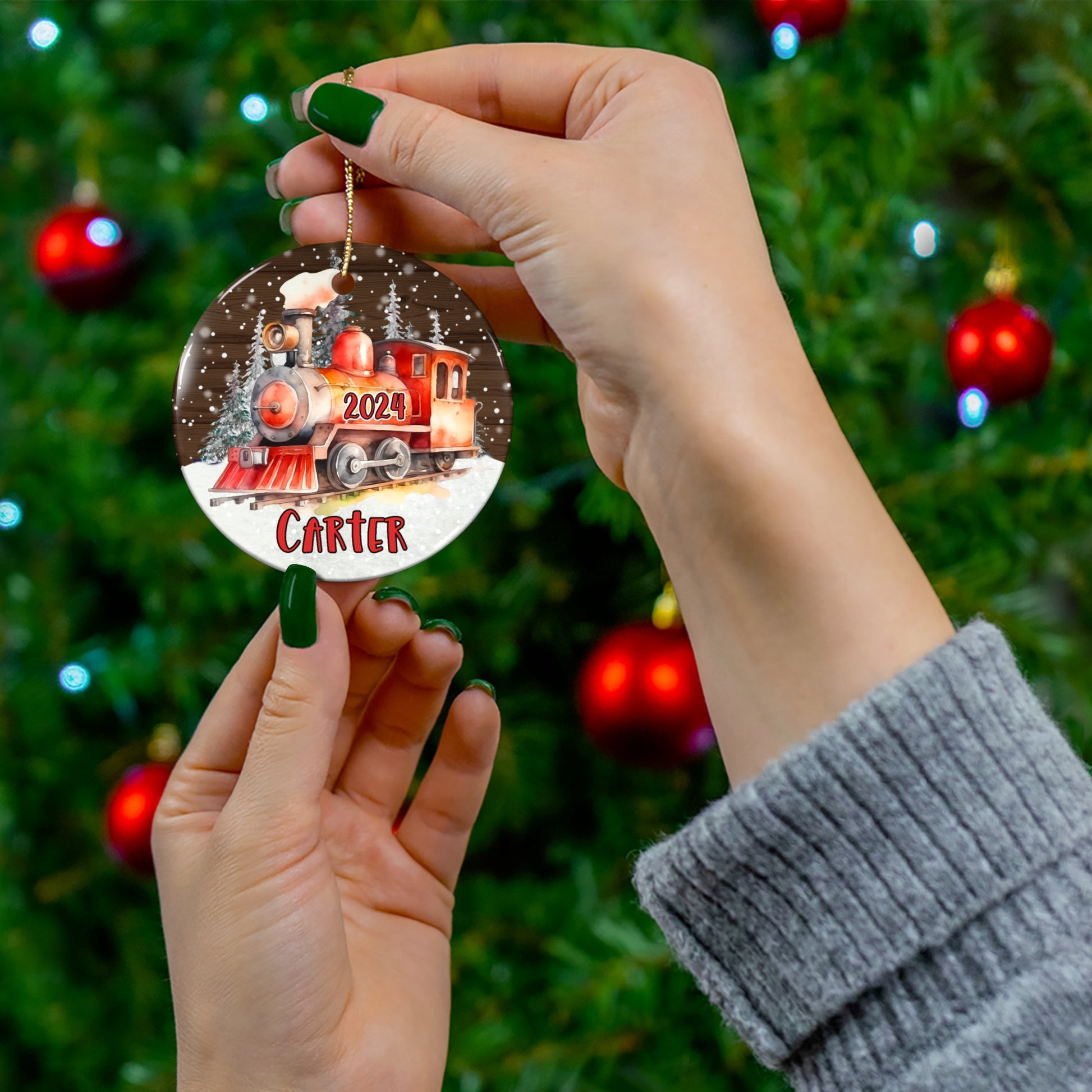 Train Personalized Ceramic Ornament - Amazing Faith Designs