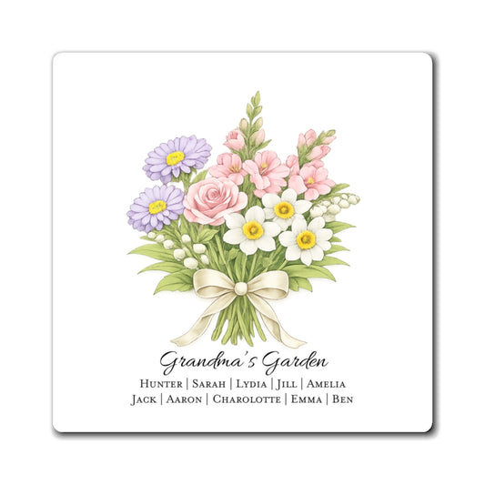 Personalized Birth Month Bouquet Magnet for Mom or Grandma - Amazing Faith Designs