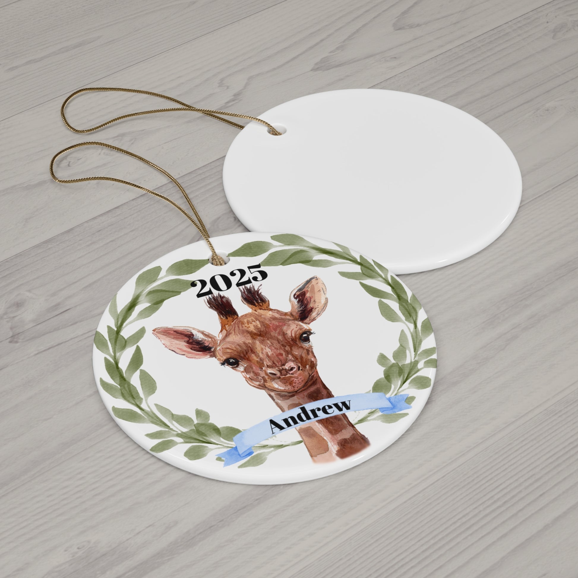 Giraffe Personalized Ceramic Ornament - Amazing Faith Designs