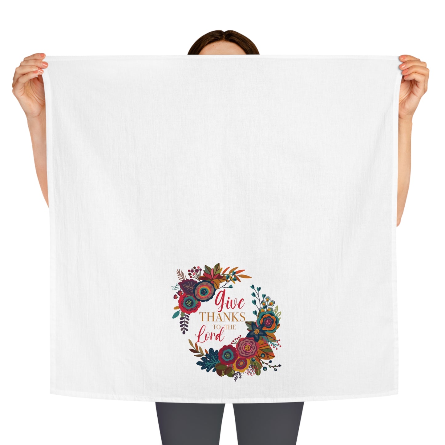Give Thanks Fall Christian Tea Towel - Amazing Faith Designs