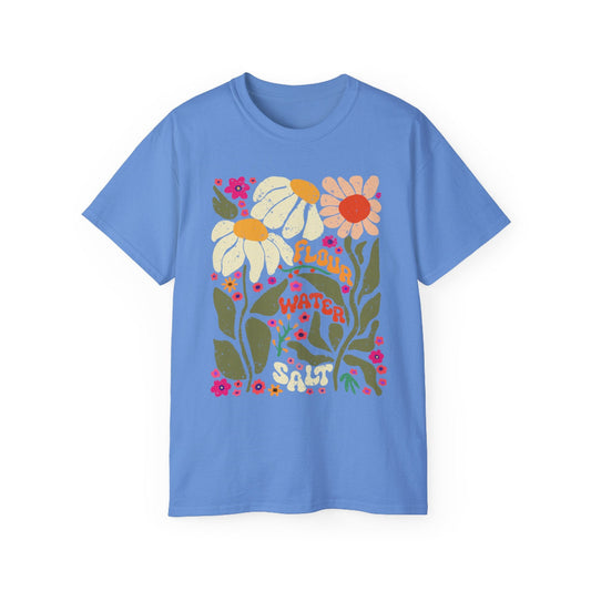 Flour Water Salt Retro Flowers Tshirt - Extended Sizes - Amazing Faith Designs