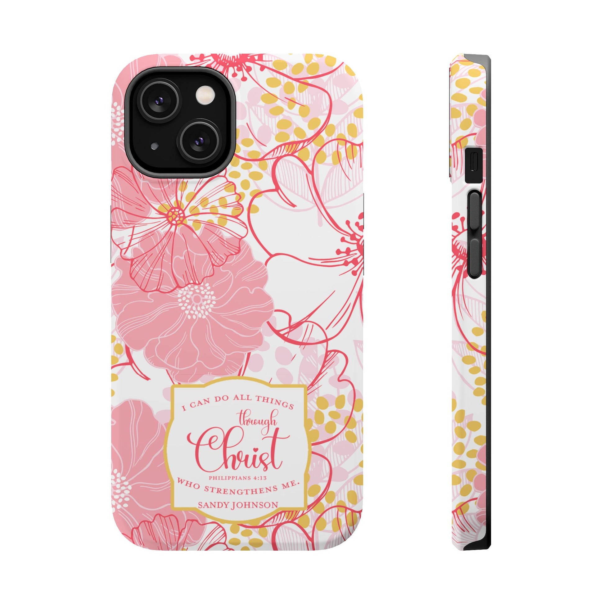 Christian Phone Case | Pink Floral | MagSafe Tough Cases - Amazing Faith Designs