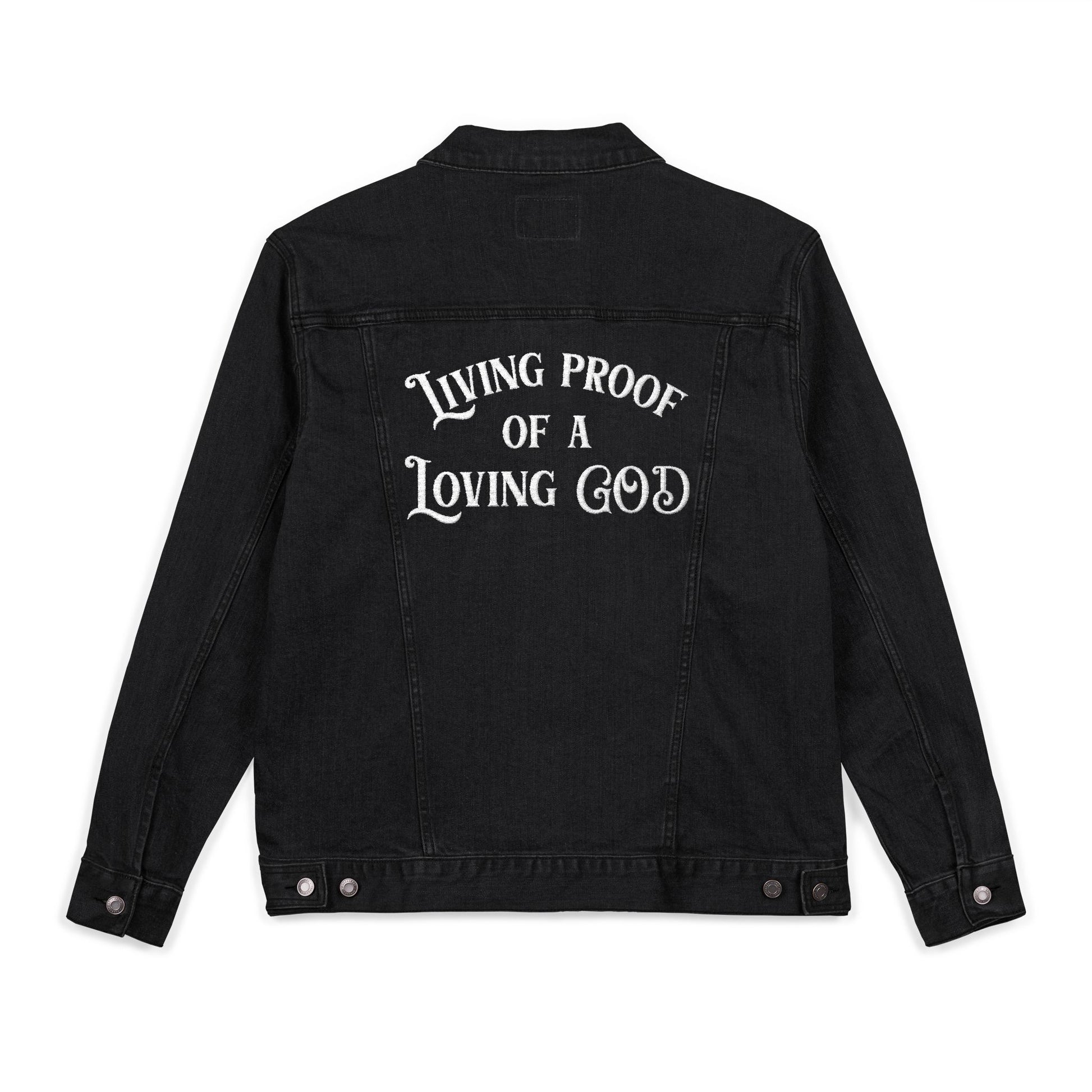 Living Proof Embroidered Unisex Denim Jacket - Amazing Faith Designs