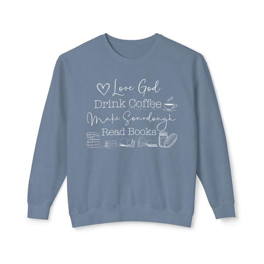 God Coffee Books Sourdough Lightweight Sweatshirt - Amazing Faith Designs