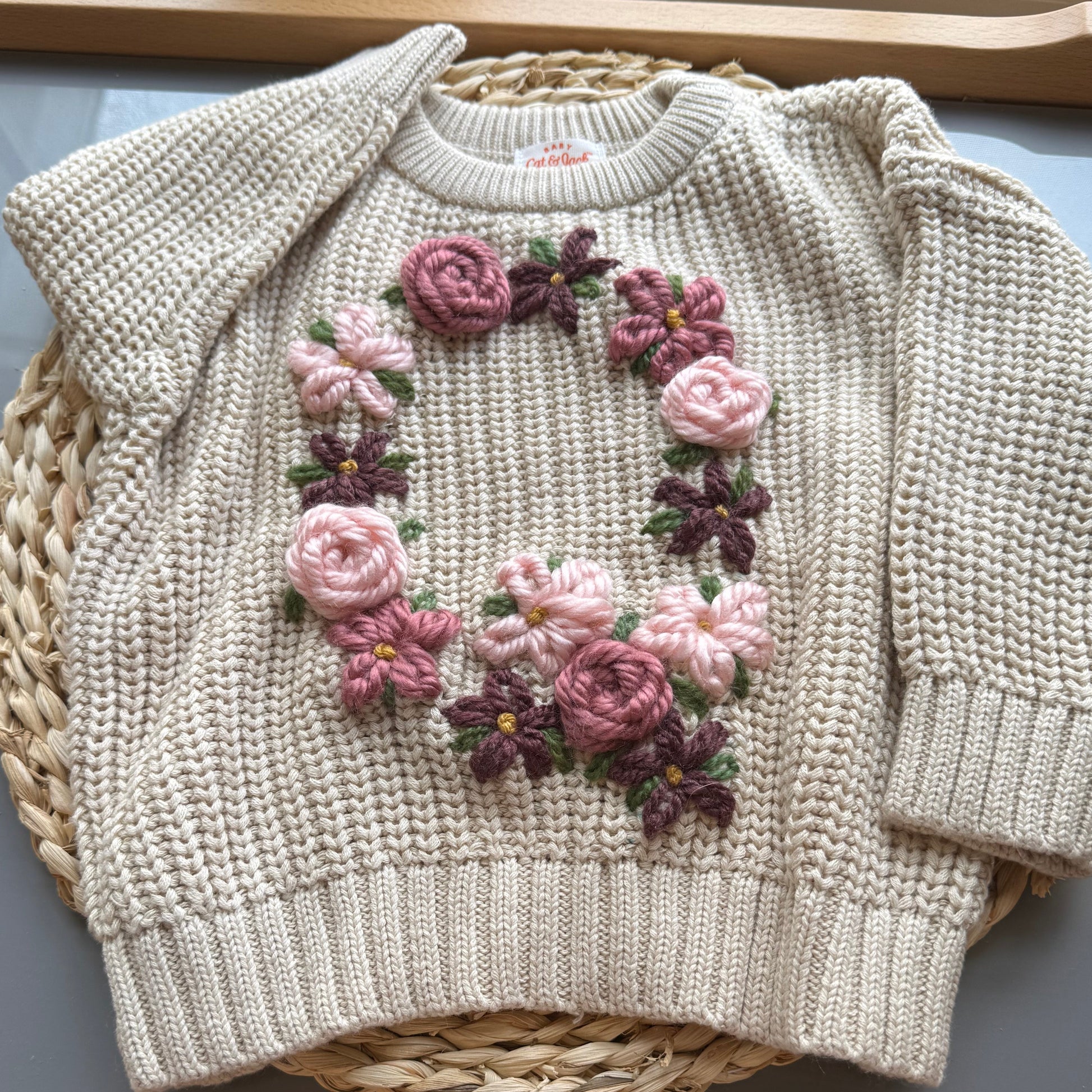 Embroidered Flower Initial Sweater - Amazing Faith Designs