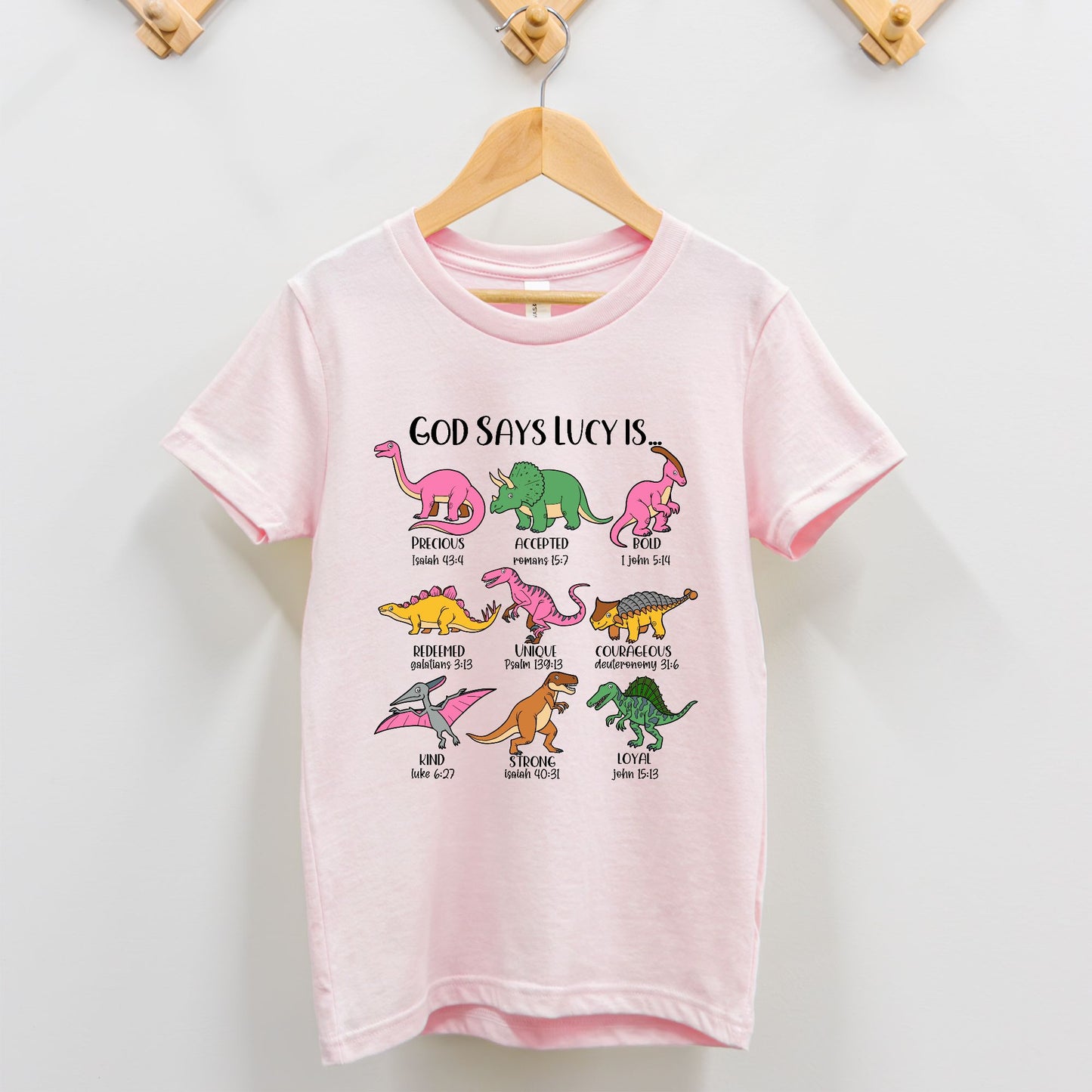 God Says I Am Dinosaur Shirt for Girls - Amazing Faith Designs