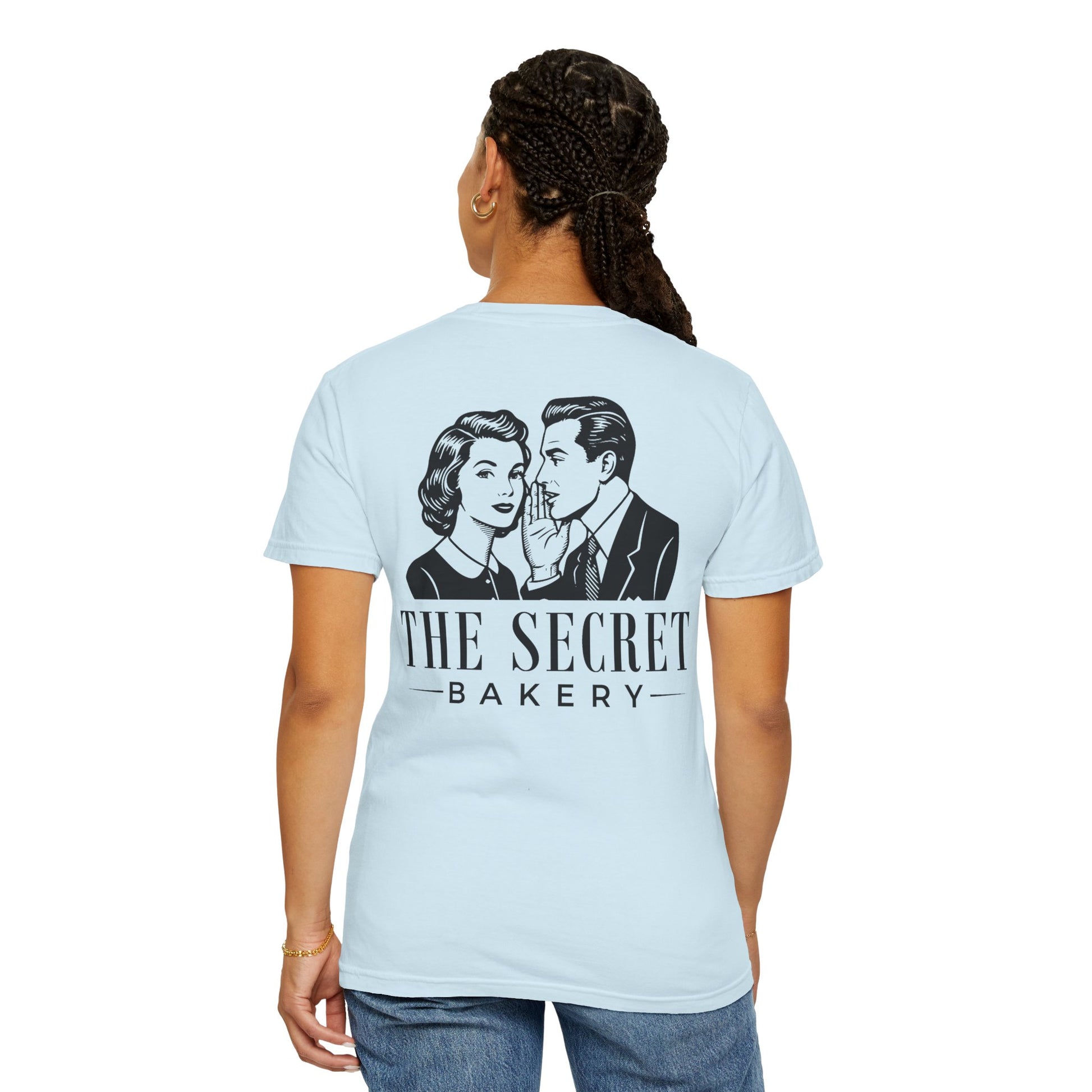 The Secret Bakery Custom Logo Comfort Colors Shirt with back print - Amazing Faith Designs