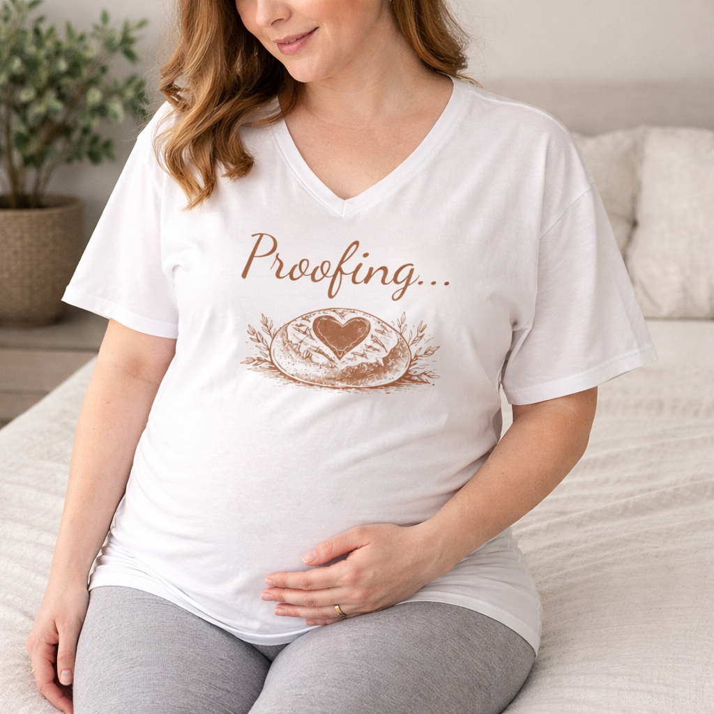 Proofing… Sourdough Pregnancy V-Neck Unisex Tee - Amazing Faith Designs