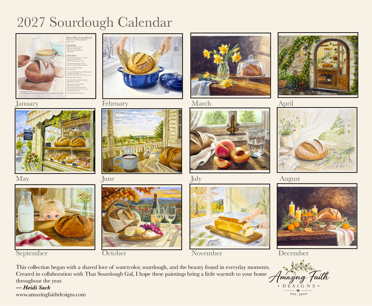 2027 Sourdough Watercolor Calendar
