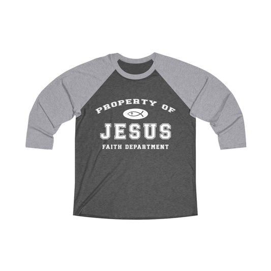 Property of Jesus Unisex Tri-Blend 3 Raglan Tee - Amazing Faith Designs
