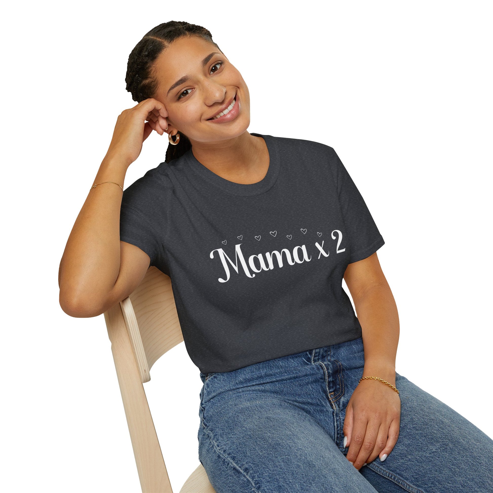 Mama x 2 Unisex Softstyle T-Shirt, Pregnancy Announcement - Amazing Faith Designs