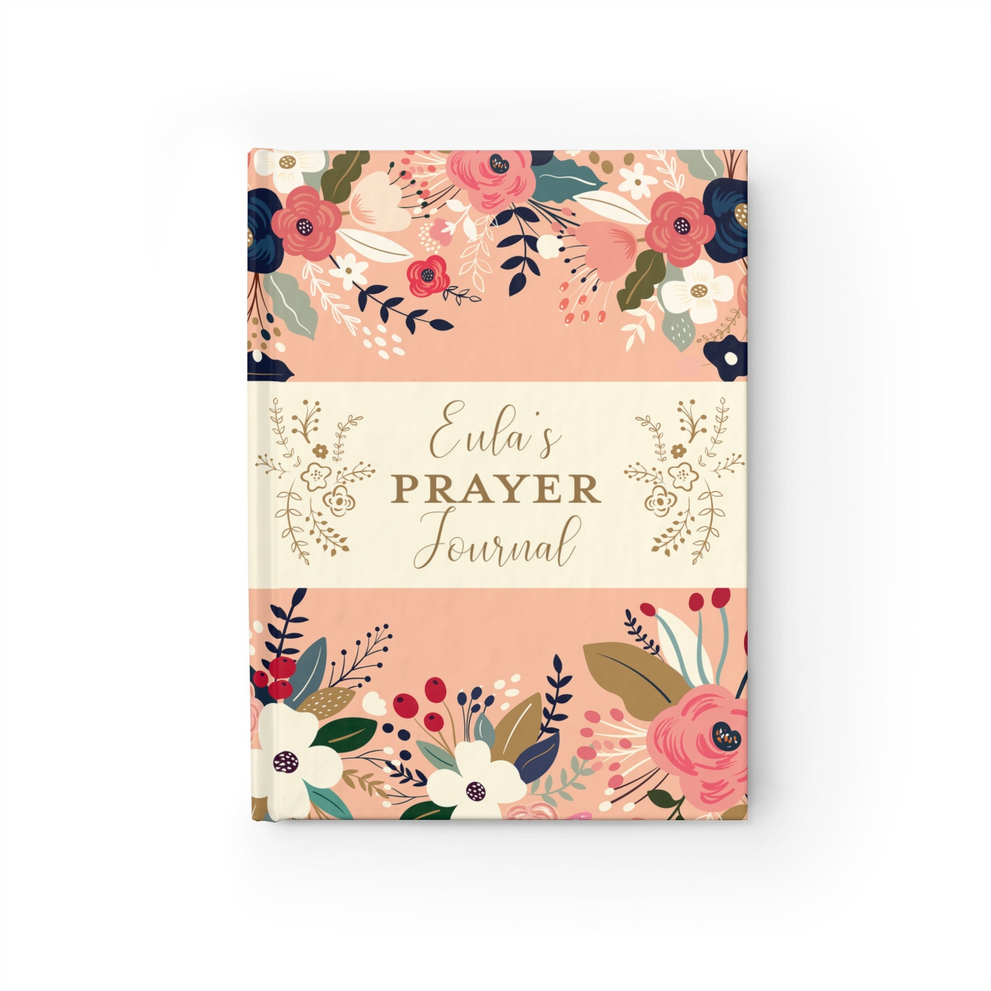 Prayer Journal Personalized Peach Floral - Ruled Line - Amazing Faith Designs