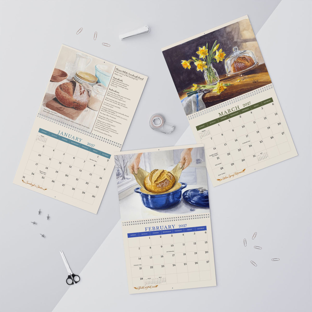 2027 Sourdough Watercolor Calendar