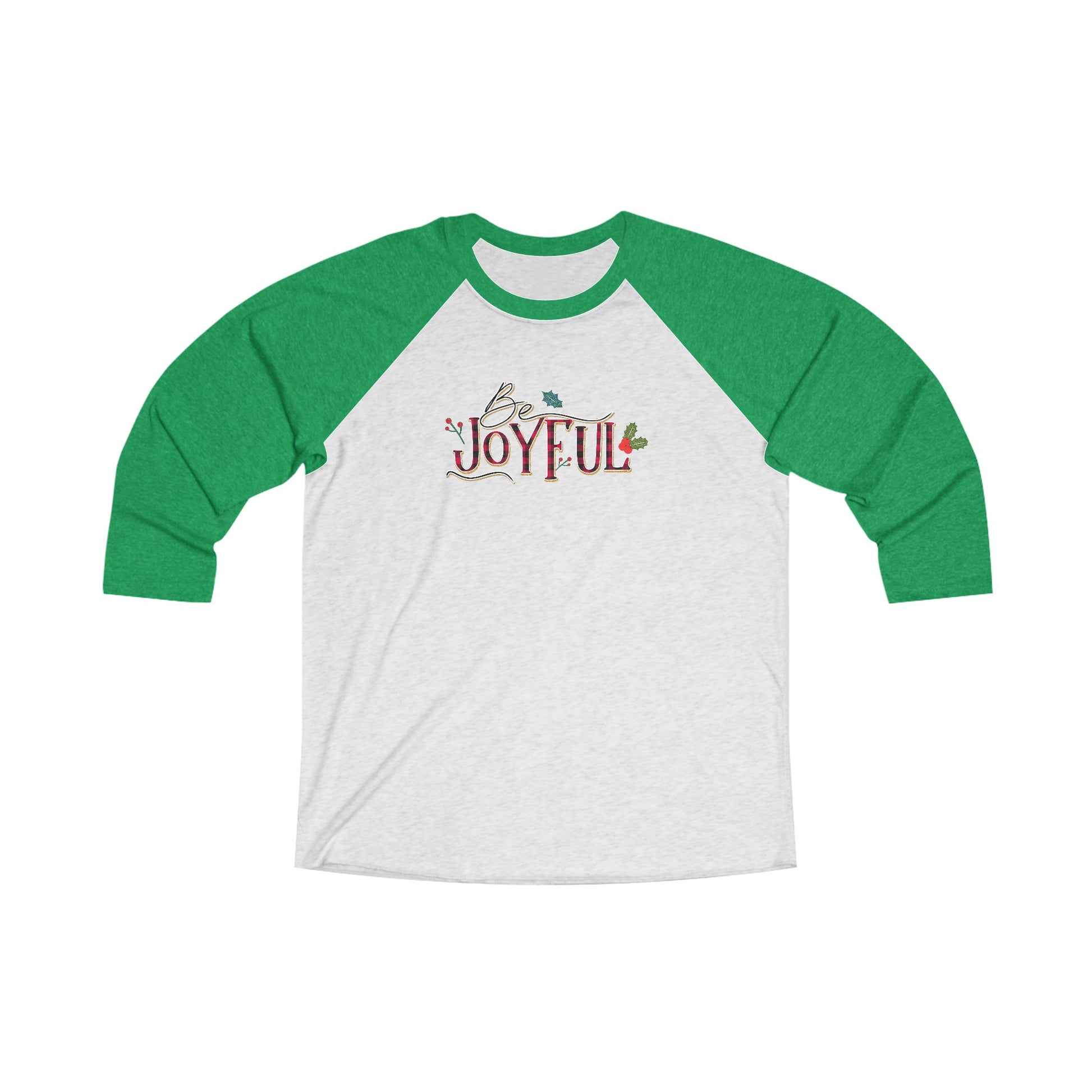 Be Joyful Unisex Tri-Blend 3 Raglan Tee, Christmas Shirt - Amazing Faith Designs