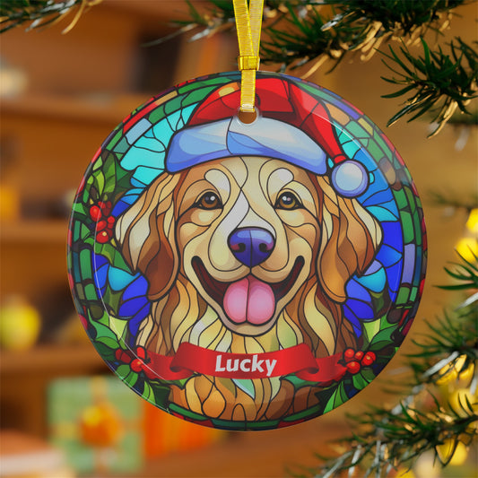 Personalized Dog Beveled Glass Christmas Ornament - Amazing Faith Designs