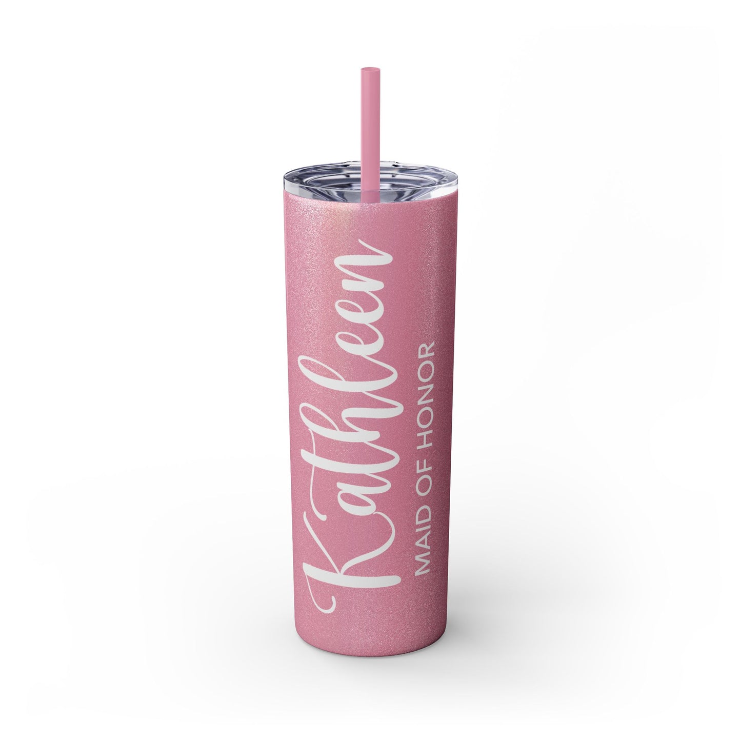 Bridesmaid Personalized Skinny Tumbler with Straw, 20oz - Amazing Faith Designs