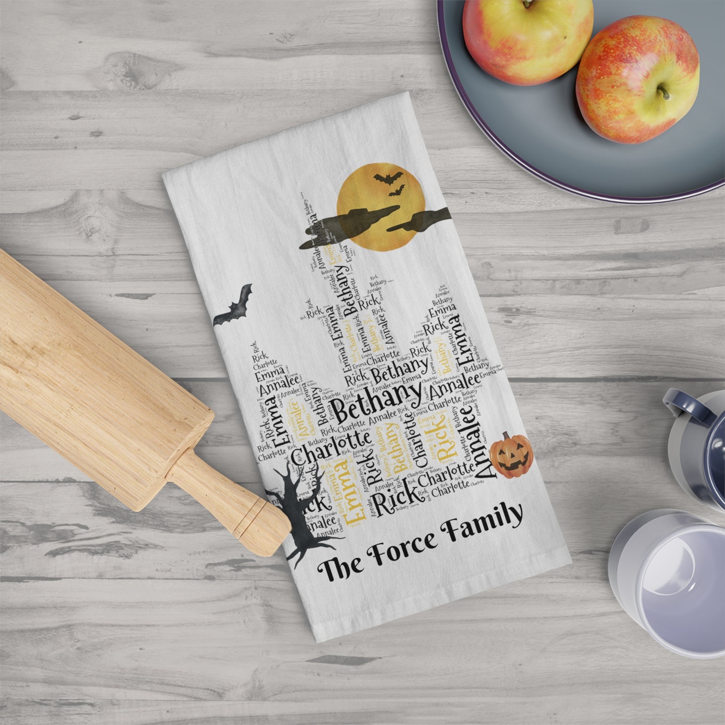 Haunted House Personalized Tea Towel - Add up to 35 names - Amazing Faith Designs