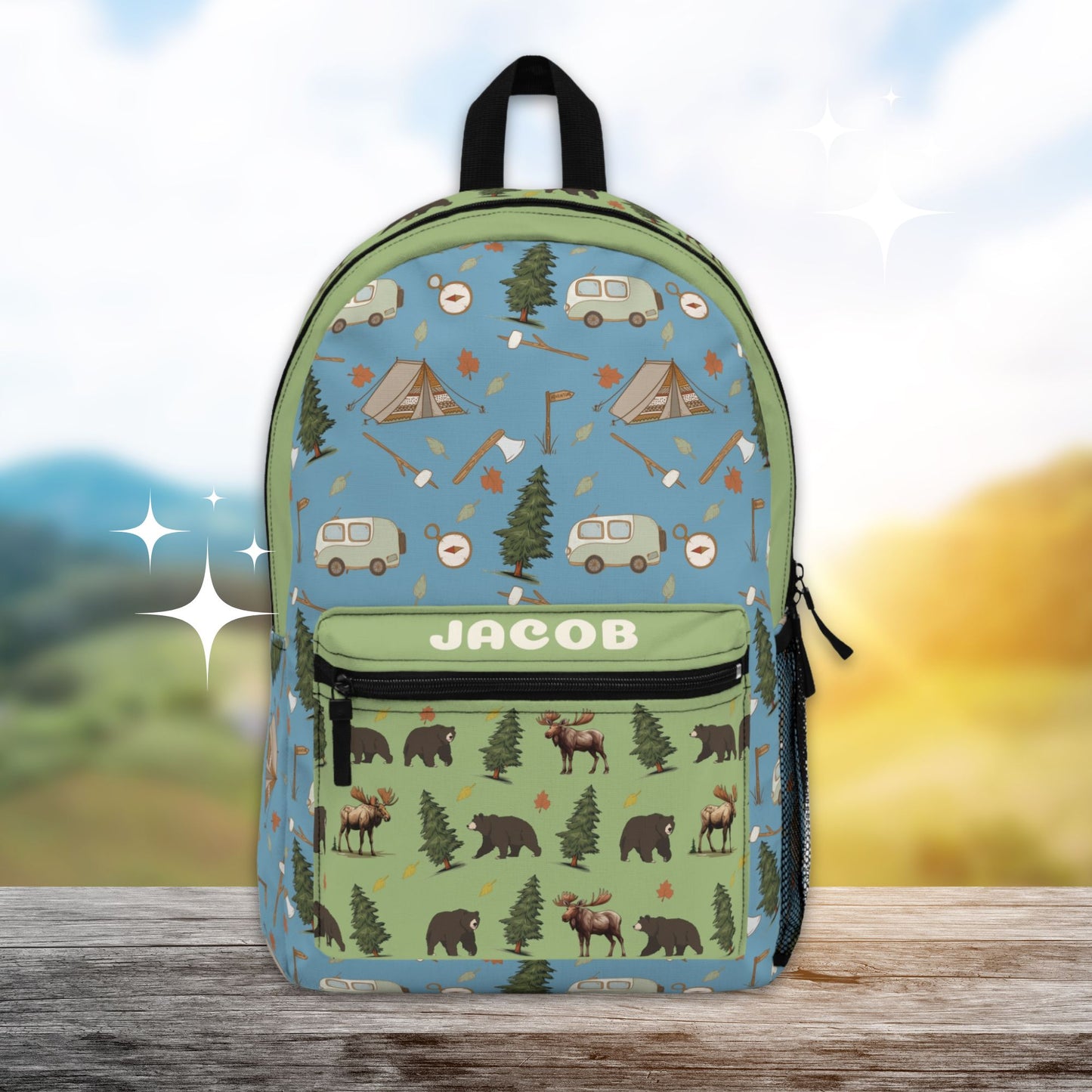 Camping Bear Moose Personalized Backpack - Amazing Faith Designs