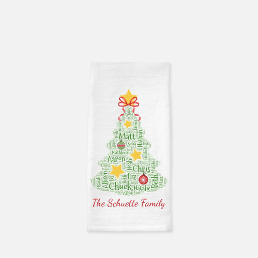 Christmas Tree Personalized Tea Towel - Amazing Faith Designs