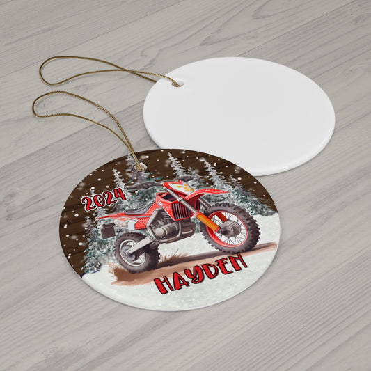 Dirt Bike Ceramic Christmas Ornament - Amazing Faith Designs