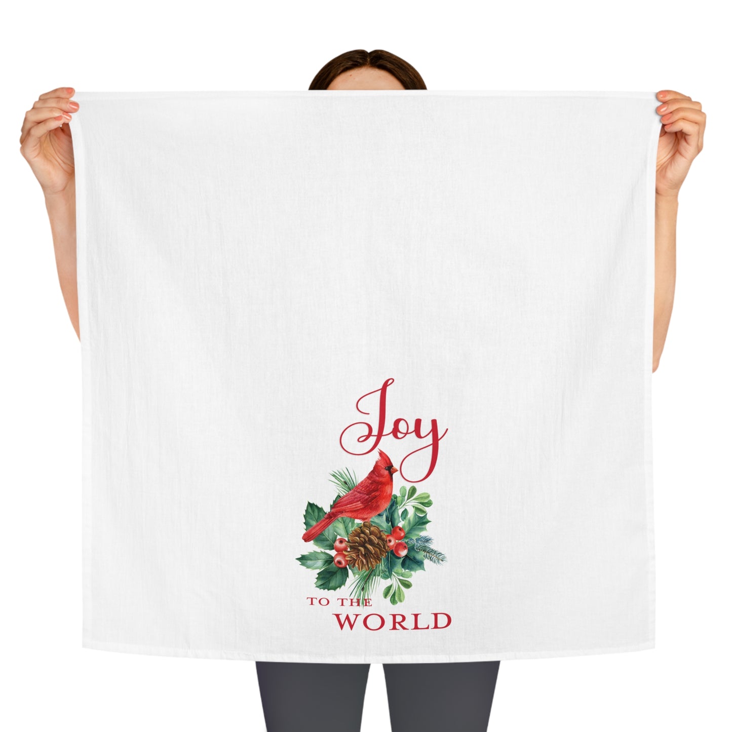 Joy to the World Cardinal Christmas Tea Towel - Amazing Faith Designs