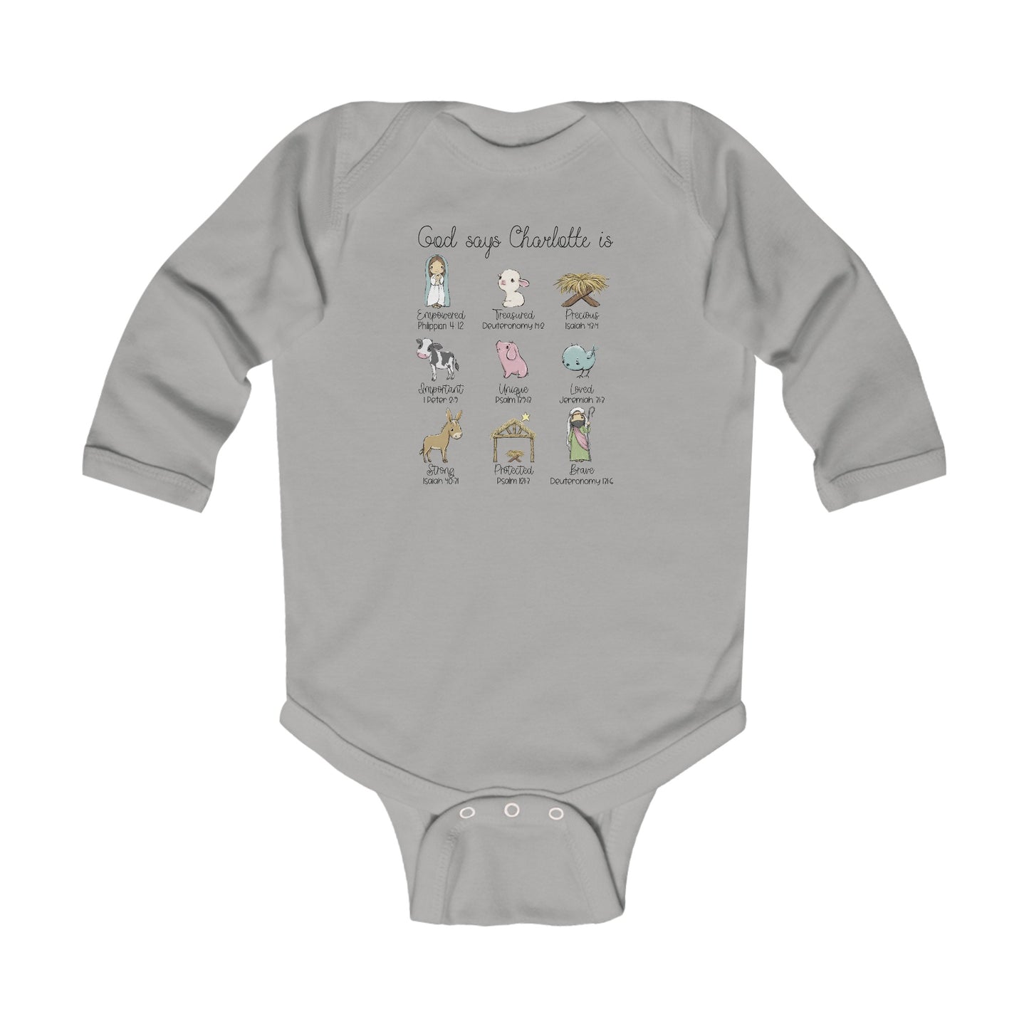 Nativity Personalized Infant Christmas Onesie - Amazing Faith Designs