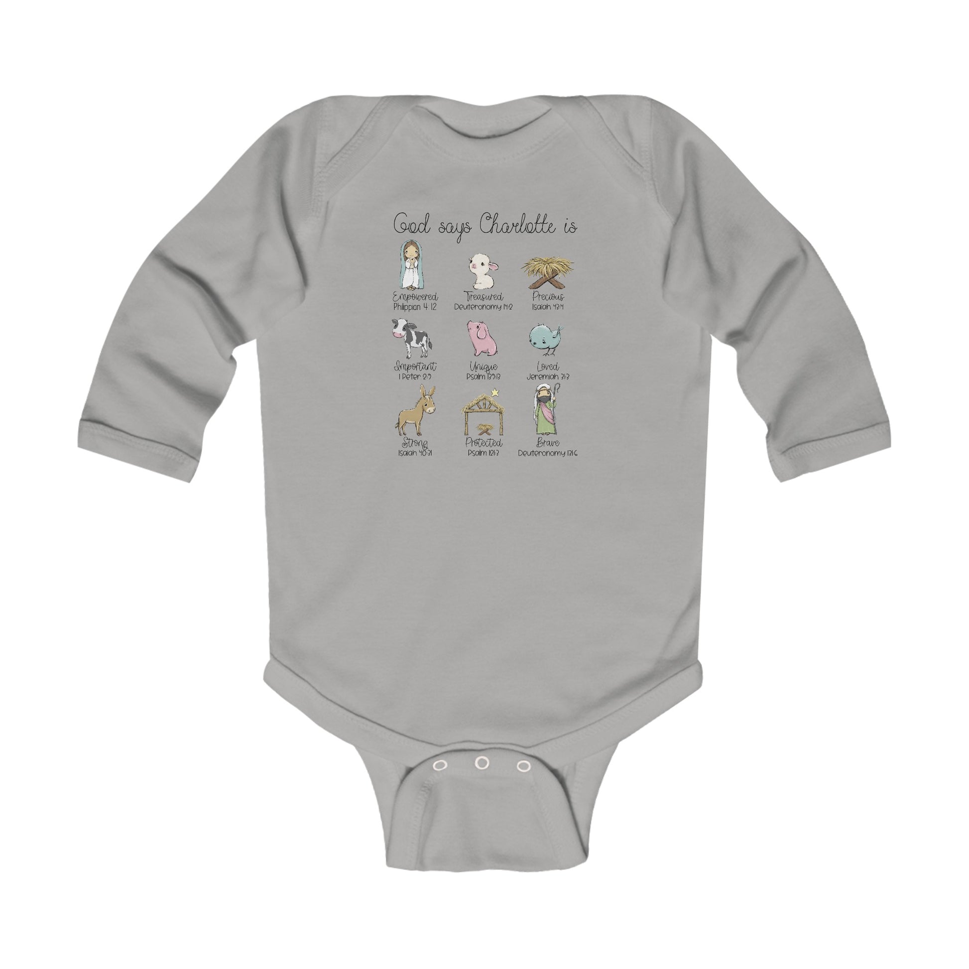 Nativity Personalized Infant Christmas Onesie - Amazing Faith Designs