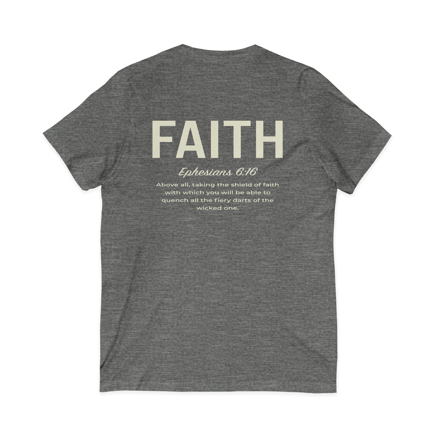 Faith Shield V-Neck Christian Shirt - Amazing Faith Designs