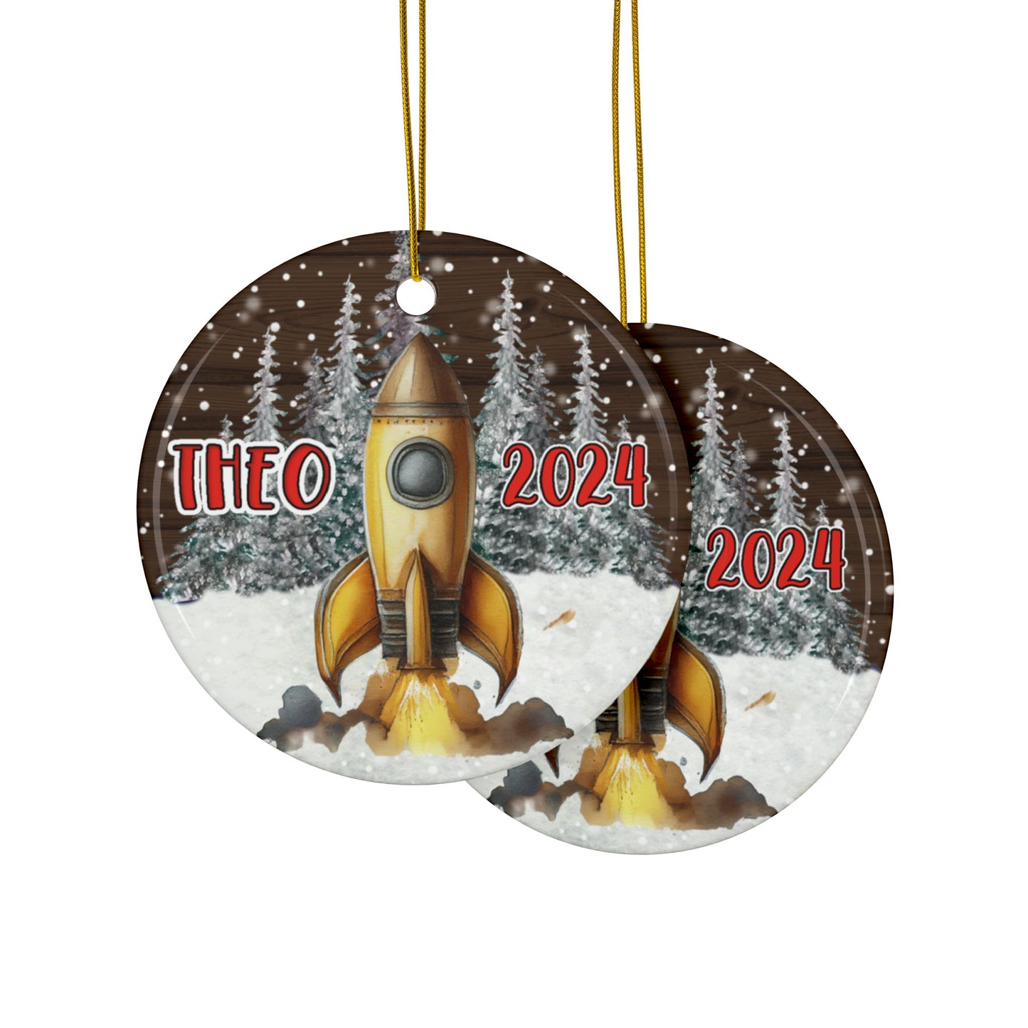 Spaceship Personalized Ceramic Ornament - Amazing Faith Designs