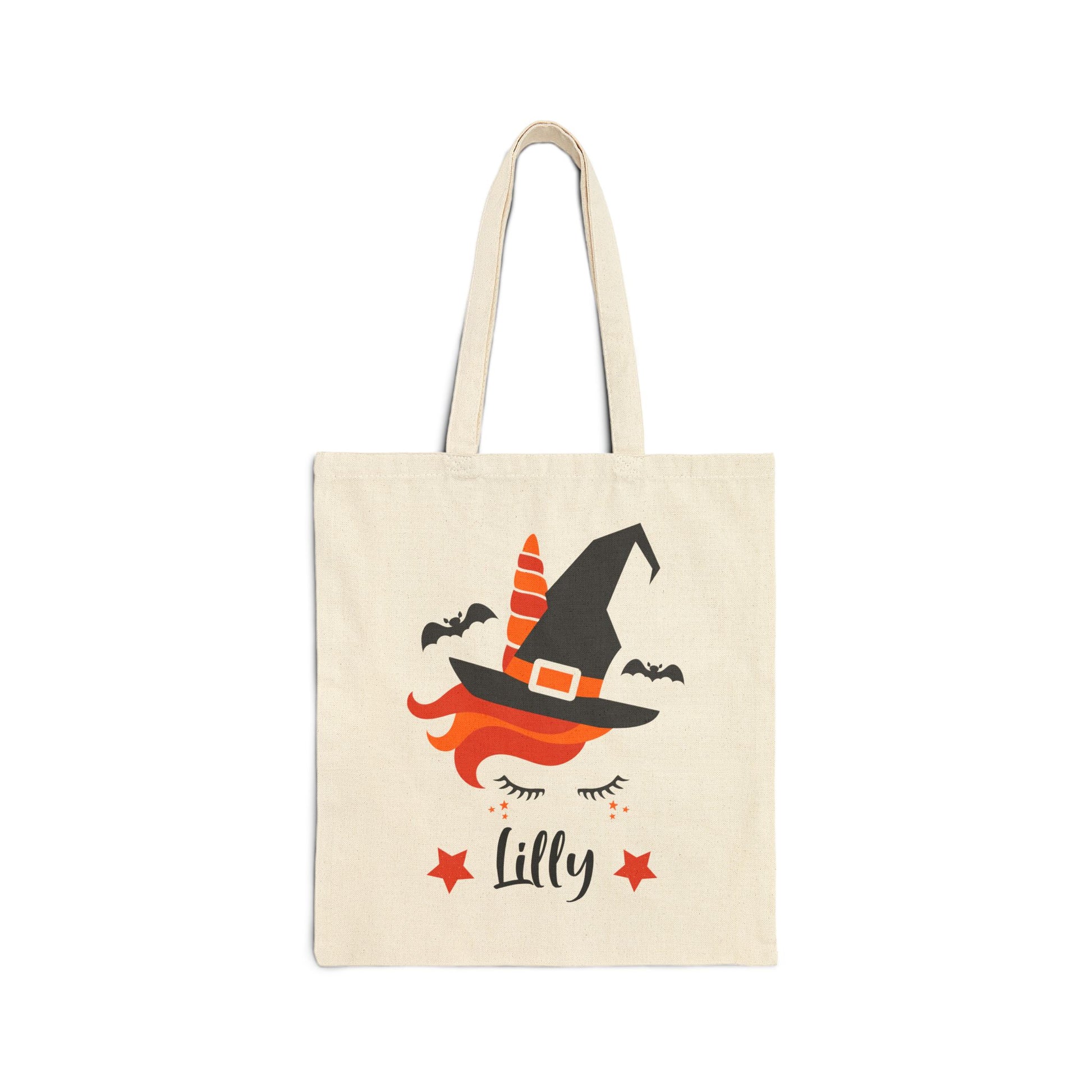 Unicorn Trick or Treat Canvas Tote Bag, Kids Halloween Bag - Amazing Faith Designs