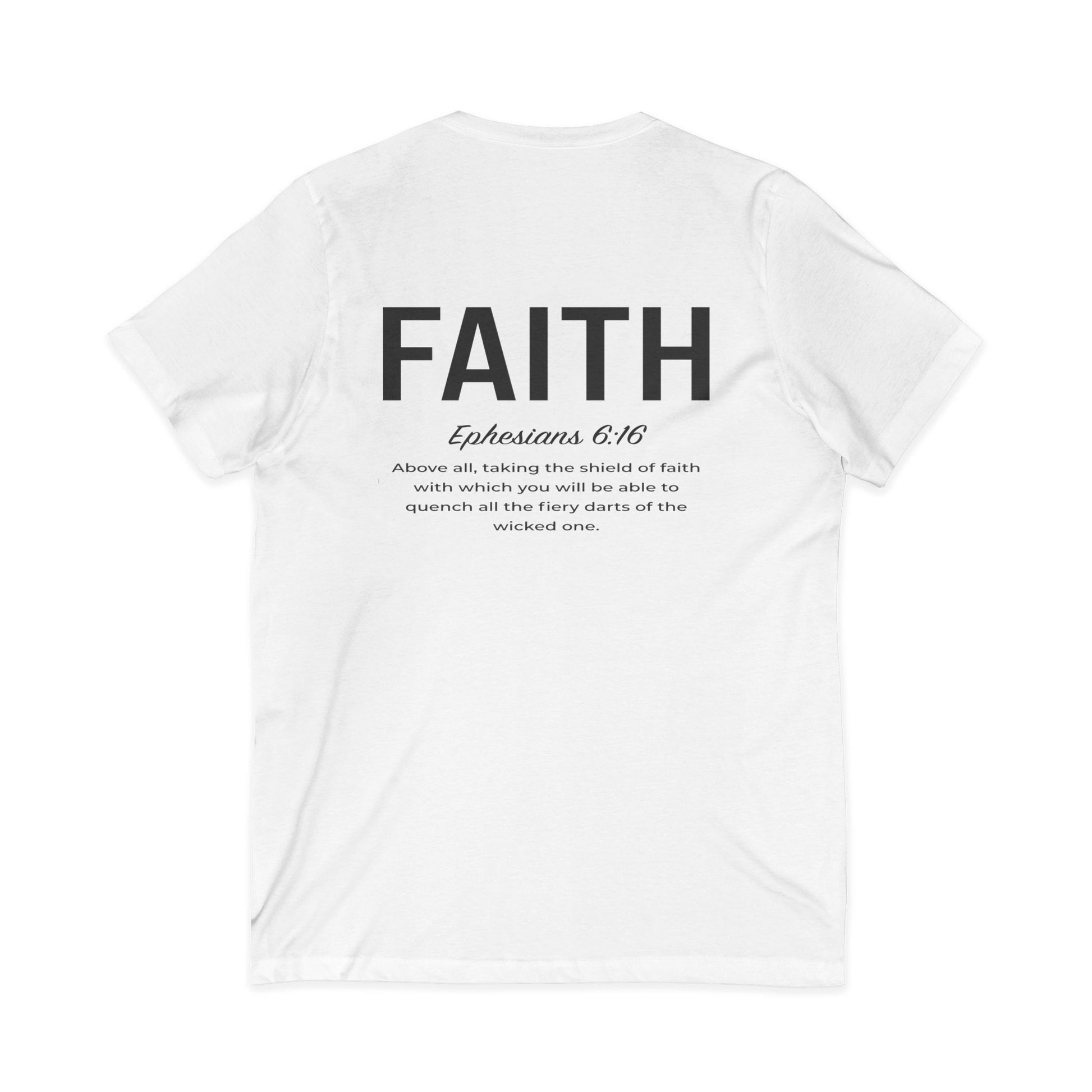 Faith Shield V-Neck Christian Shirt - Amazing Faith Designs