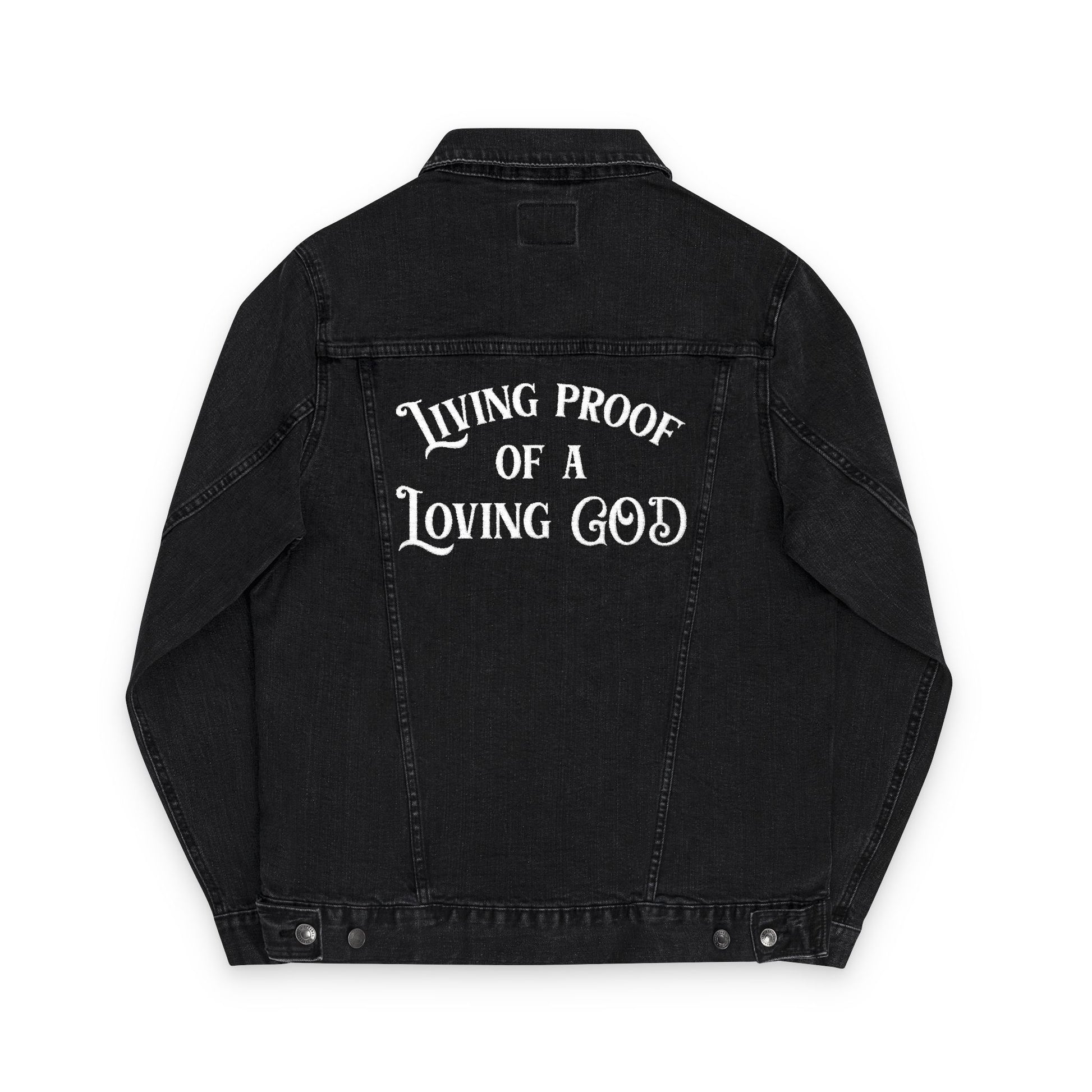 Living Proof Embroidered Unisex Denim Jacket - Amazing Faith Designs