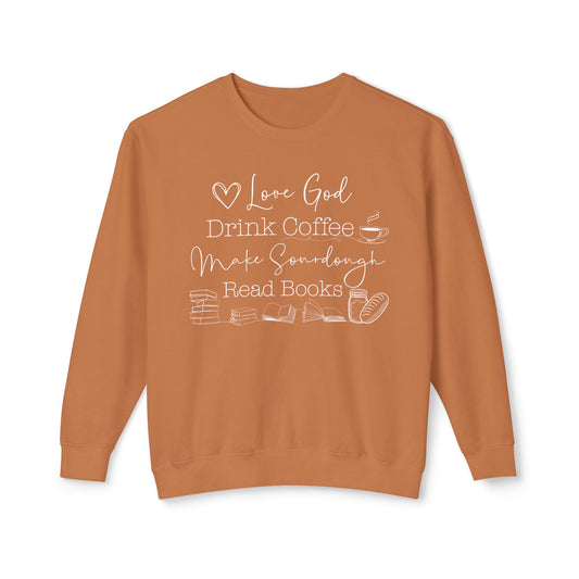 God Coffee Books Sourdough Lightweight Sweatshirt - Amazing Faith Designs